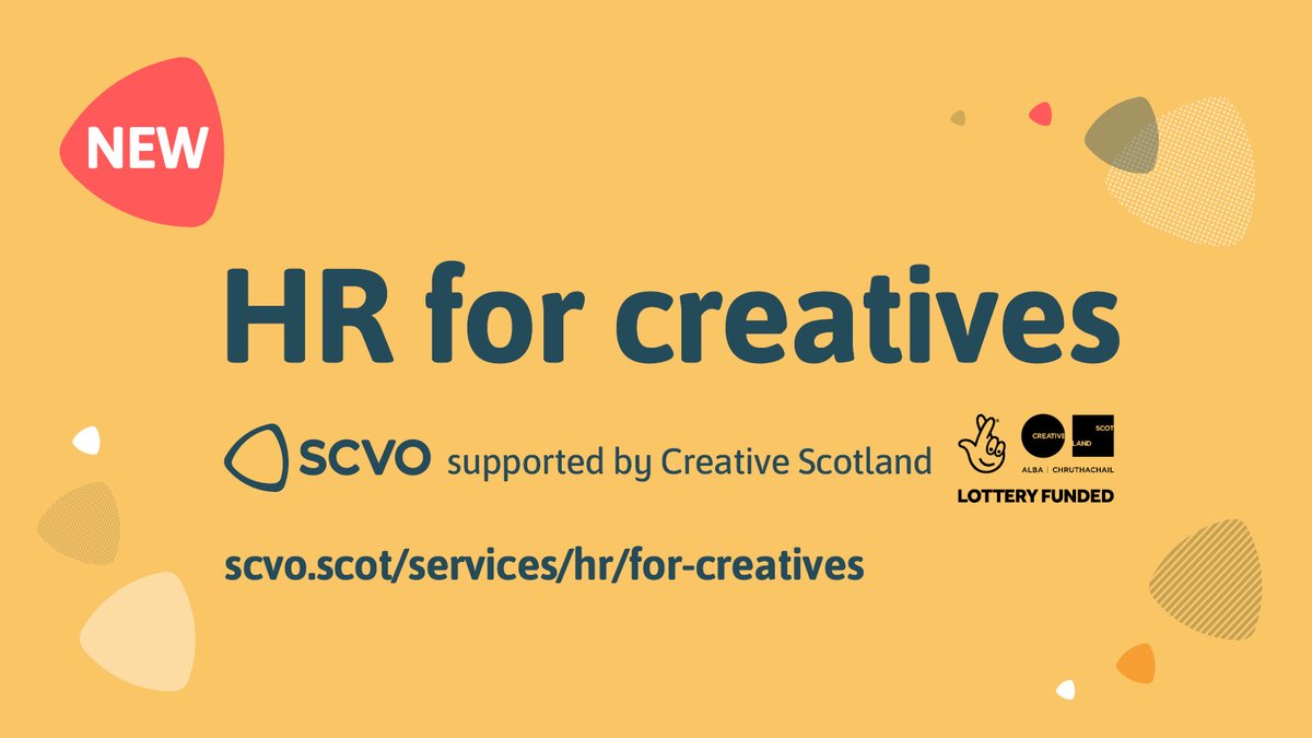 SCVO (@scvotweet) on Twitter photo 🧵 1/4
🚨 NEW OPPORTUNITY 🚨
HR for Creatives
SCVO is excited to work with <a href="/CreativeScots/">Creative Scotland</a> to offer *free* HR support and development to 20 arts, screen and creative industries employers for the next 12 months through our #HRforCreatives programme, with funding from <a href="/TNLUK/">The National Lottery</a> 🔥 🧵 1/4
🚨 NEW OPPORTUNITY 🚨
HR for Creatives
SCVO is excited to work with <a href="/CreativeScots/">Creative Scotland</a> to offer *free* HR support and development to 20 arts, screen and creative industries employers for the next 12 months through our #HRforCreatives programme, with funding from <a href="/TNLUK/">The National Lottery</a> 🔥