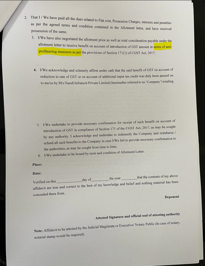 Ad123Spb's tweet photo. Now @AmatraHomes builder is forcing flatiers to sign the paper listed below points during registry of phase 2, @UPRERA @OfficialGNIDA @CeoNoida  @GST_Council Please take action against builder on this. https://t.co/ERQC4CgsW4