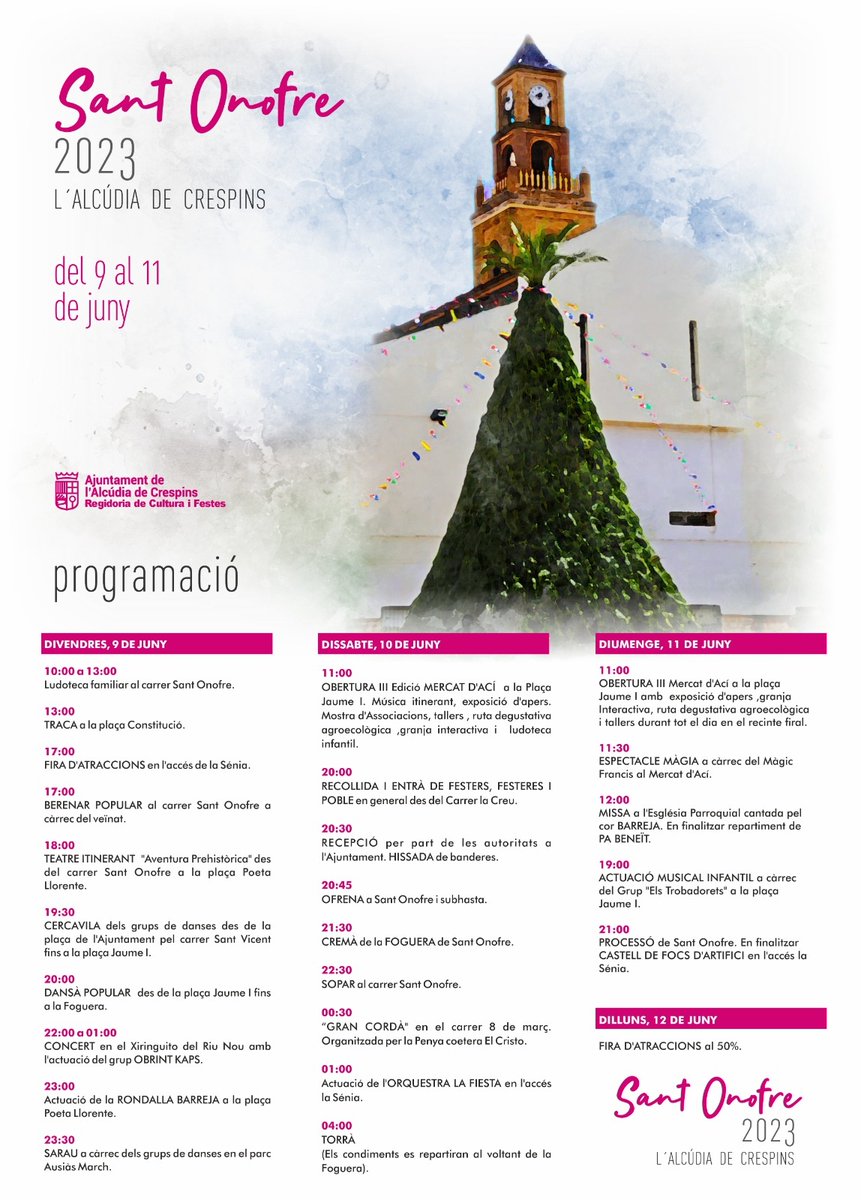 AjuntaAlcudiaCr's tweet image. #Programació #SantOnofre 2023