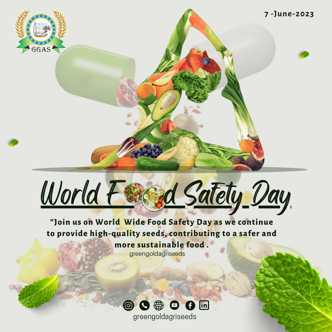 'World Food Safety Day 2023 is a global call to action to prioritize safe and nutritious food for everyone
#GREEN_GOLD_IS_THE_DREAM_GOLD #WorldFoodSafetyDay #SafeFoodForAll #FoodSafety2023' #foodsafety #food #foodindustry #foodie  #foodscience #foodtechnology #covid #foodtech