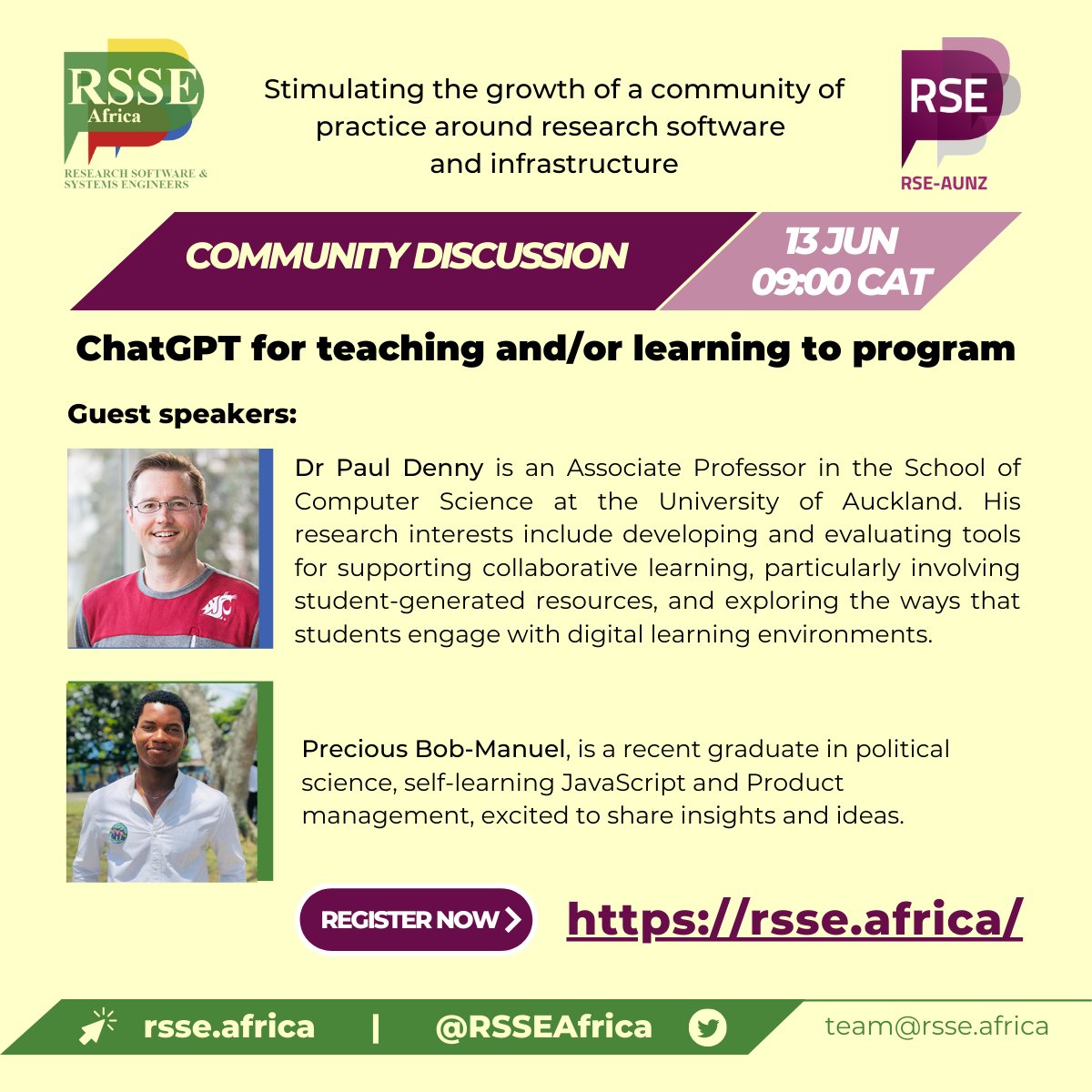 RSSEAfrica (@rsseafrica) on Twitter photo What are the benefits and pitfalls of using large language models like ChatGPT in research software work and training?
Join the conversation on Tuesday, 13 June.
Register here: bit.ly/3NiYkAJ
<a href="/rse_aunz/">RSE Australia and New Zealand</a> What are the benefits and pitfalls of using large language models like ChatGPT in research software work and training?
Join the conversation on Tuesday, 13 June.
Register here: bit.ly/3NiYkAJ
<a href="/rse_aunz/">RSE Australia and New Zealand</a>