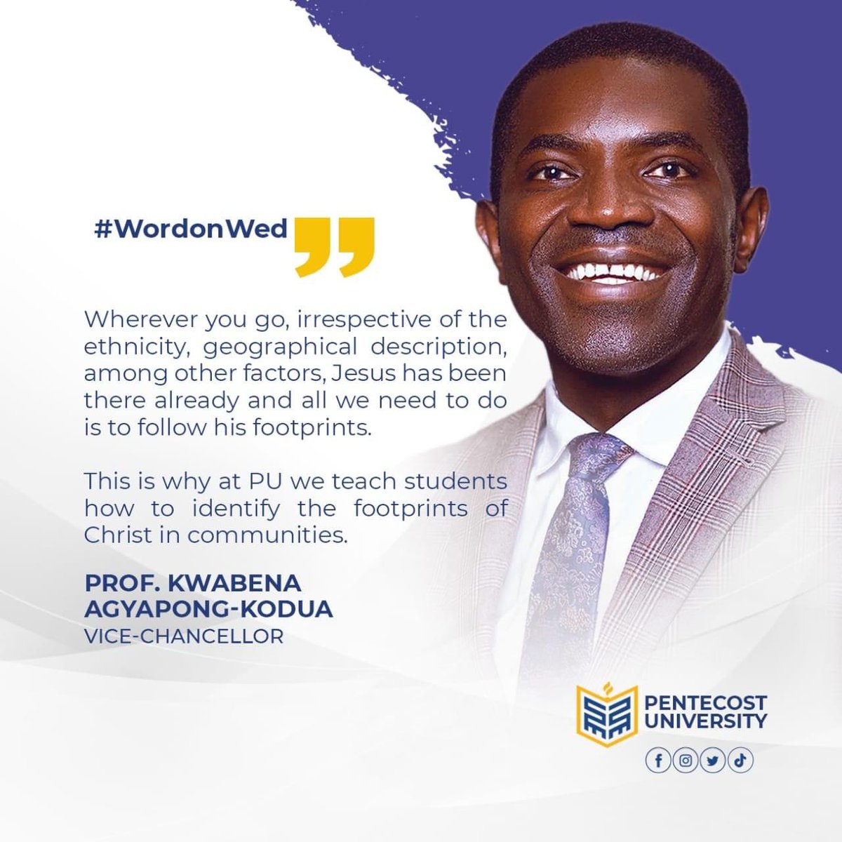 ProfA_Kodua's tweet photo. Follow the footprints of Christ among the people in the nations.
#AtPentvars
#WordonWed
#TransformationAndService https://t.co/4D9HPBhG1A