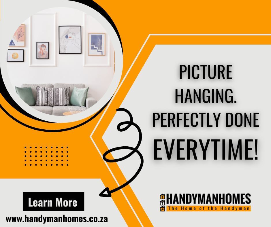 Picture Hanging. Perfectly done every time.

handymanhomes.co.za/pro-picture-ha…

Are you tired of crooked or unevenly hung pictures on your walls? Look no further! 

#HandymanHomes #PictureHanging #FlawlessResults #ArtworkShowcase #GalleryWall #TransformYourSpace #ProfessionalService