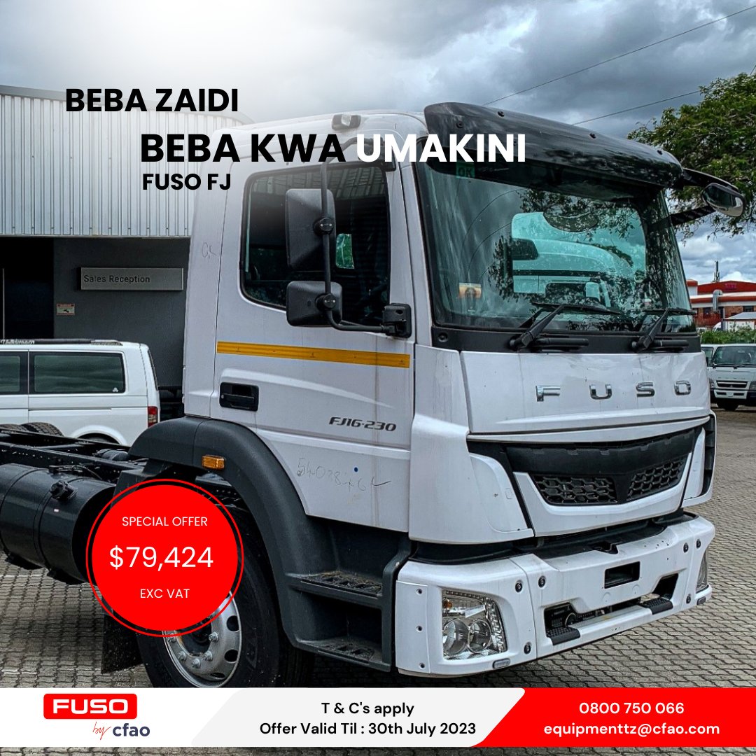 cfao_mobilitytz's tweet photo. FUSO FJ ni lori bora zaidi kwa sababu Chassis yake imetengenezwa kwa ajili ya kuhimili mizigo mizito katika barabara za hali zote ili kukuwezesha kubeba mzigo wako kwa urahisi na umakini zaidi.
Jipatie FUSO FJ kwa bei ya punguzo, Wasiliana nasi tukufahamishe zaidi.
#fusofj #lori https://t.co/7tkB1M7swn