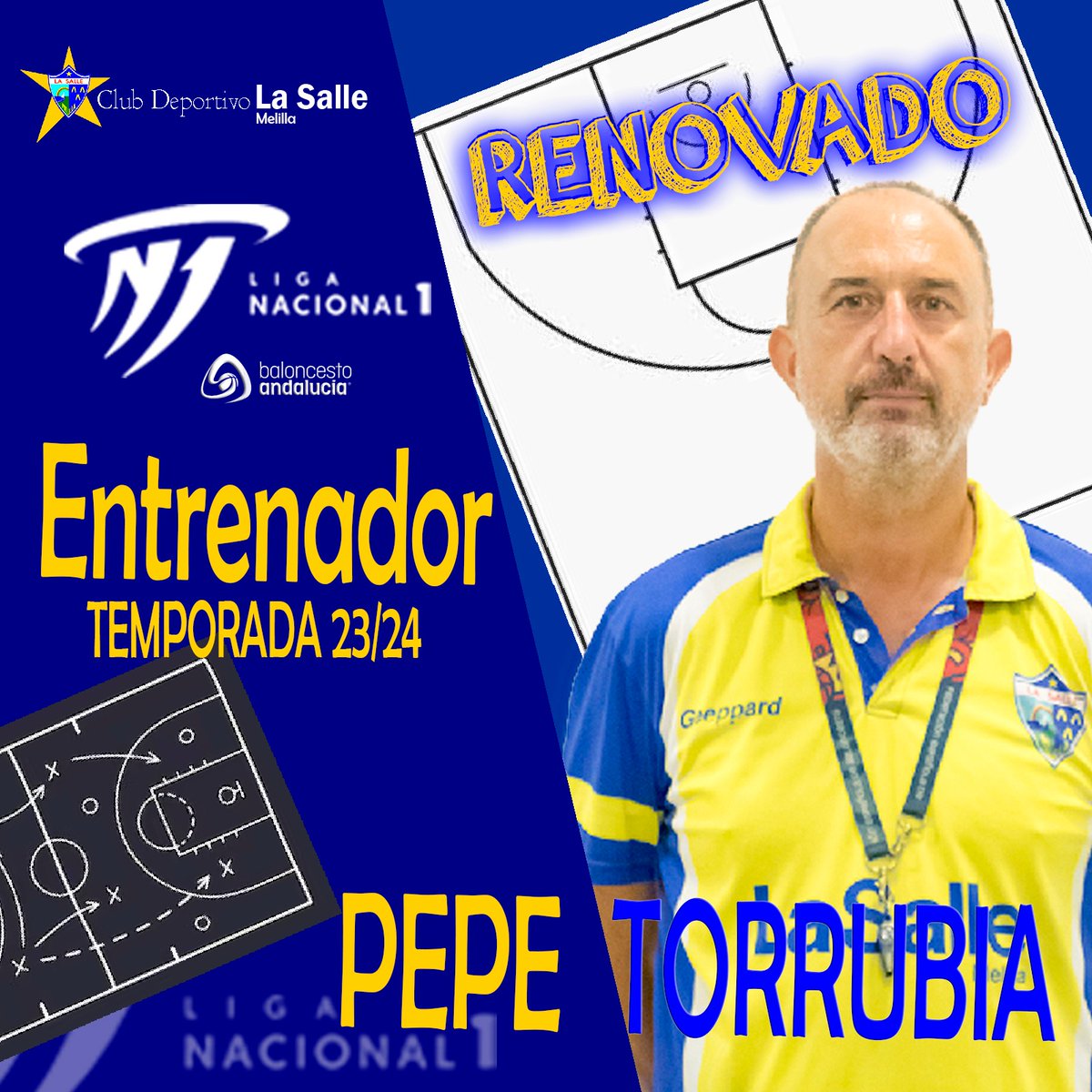 ClubSalle's tweet photo. 🚨Renovación🚨
@PepeTorrubia8 continuará al frente del  equipo de la #LN1 del @ClubSalle de cara a la temporada 2023-2024, en lo que supondrá su cuarta campaña. #vamossalle💛💙 #adnlasaliano🧬⭐️ https://t.co/SfYJ0WnaAn