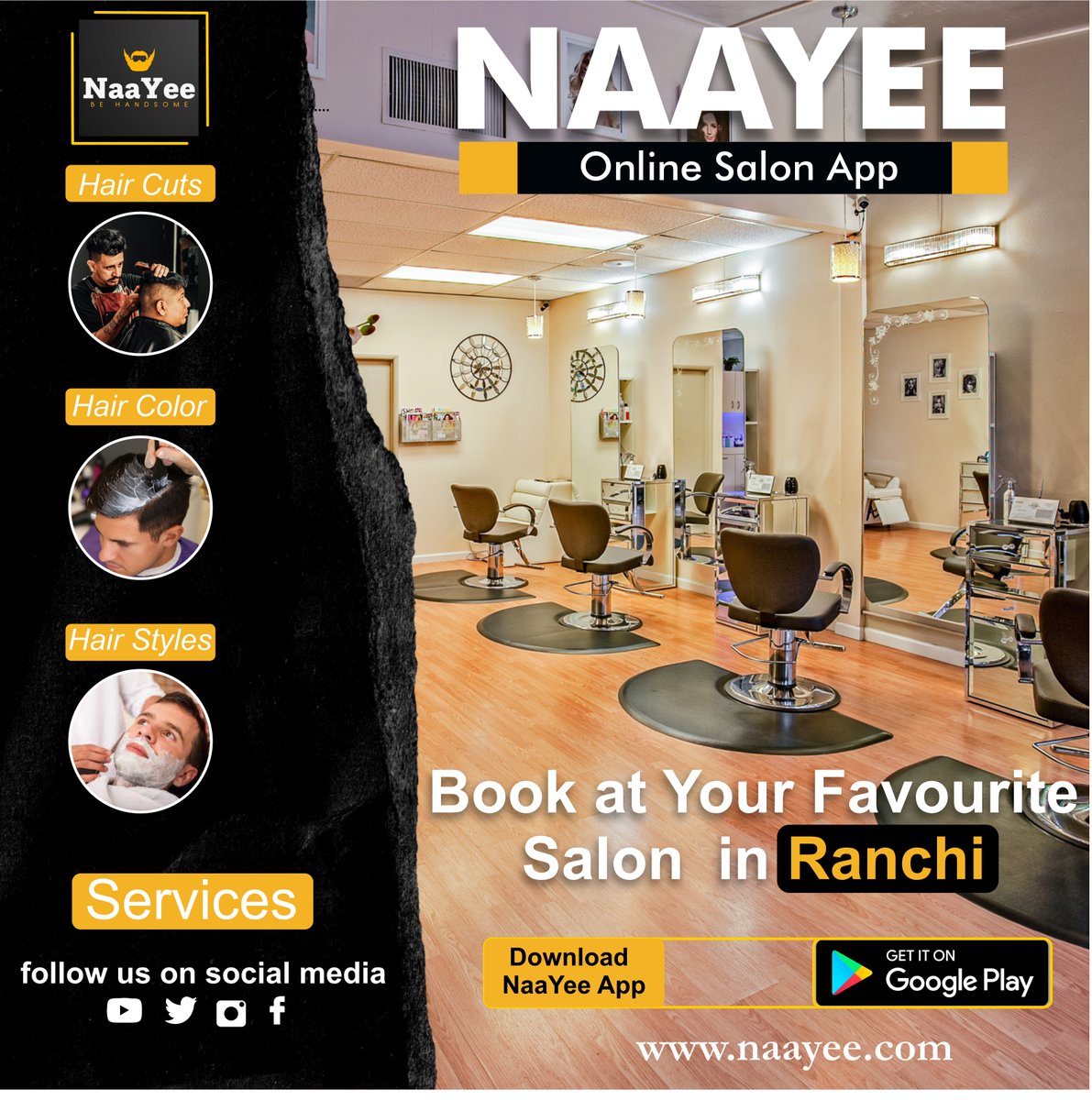 NaaYee786's tweet photo. NaaYee App makes it easy to book your appointments anytime, anywhere so that you can get on with your day.

App is Now Available on Google Play Store.
https://t.co/XYEmncFq3w

Download NaaYee App for Free::
Visit- https://t.co/8yvl6y5g5E

#naayee #onlinesalon #naayee https://t.co/zsi9Og72iM