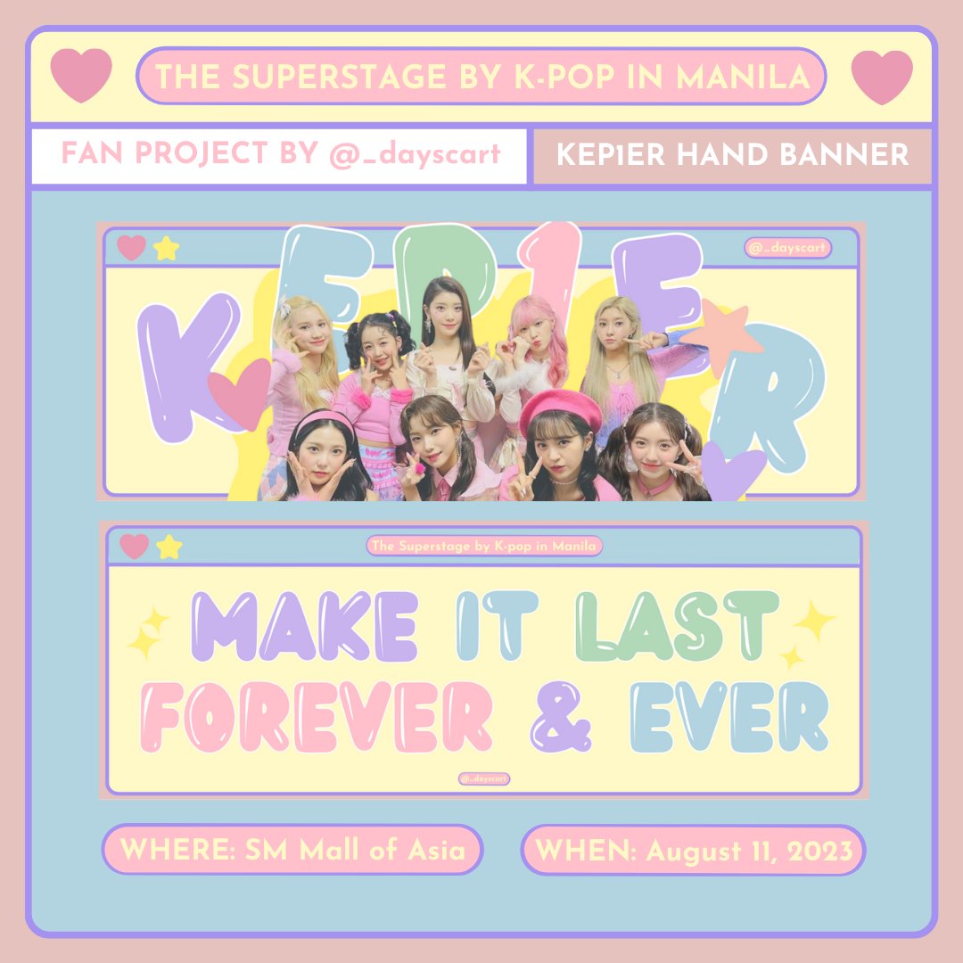 _dayscart's tweet photo. THE SUPERSTAGE BY K-POP IN MANILA

Fanproject for KEP1ER by @_dayscart 

— exact loc and time tba
— 1:1 ratio
— limited qty
— no need to follow
— like and rt to spread

#KEP1ER #케플러 #TheSuperStageByKpopInManila https://t.co/CWD6Lu8uh5