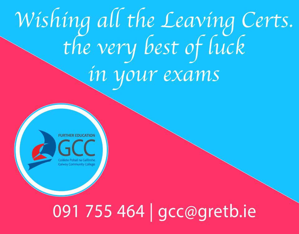 Wishing all the LC’s the best of luck in their exams. Lots of options for careers and progression on our website with no #cao points required. See fe.galwaycc.ie for more information and to apply. Free to apply! #gretb #gccfurthered #leavingcert2023 #GoodLuck