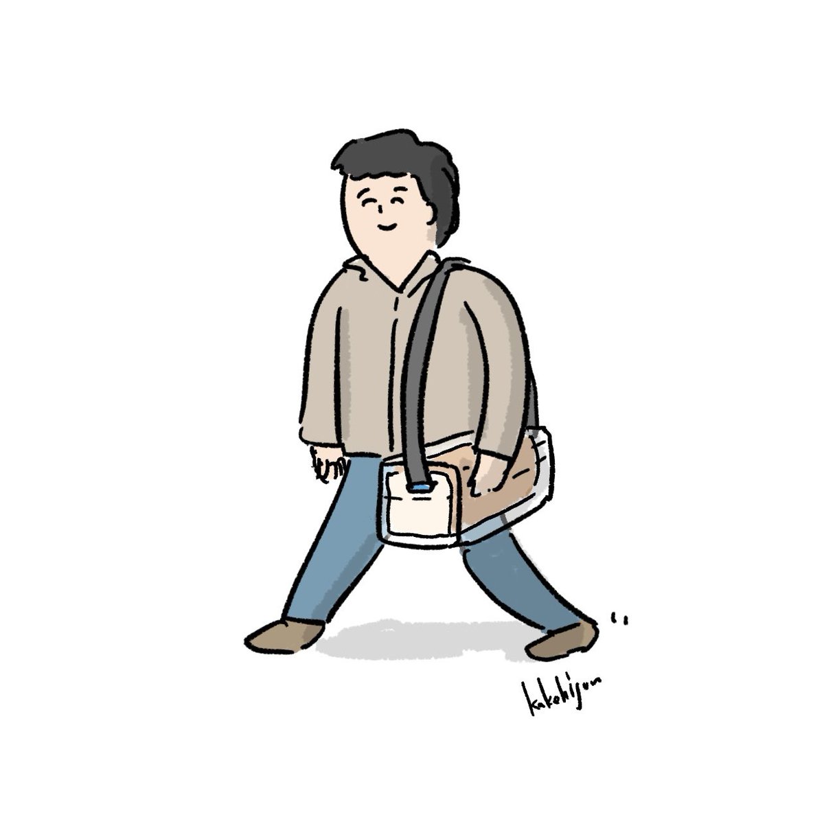 「食パン3斤をクリアケースに入れて持ち運ぶ人」|カケヒジュン@イラストレーターのイラスト