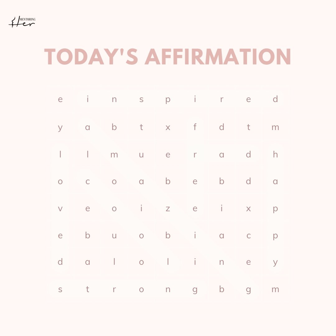 We have a little game today. Comment the first word you see below 👇. That’s what we wish you for the week😊Go on, we’d be on the lookout 👀 
#puzzle #mentoringher #mentor #mentee #she #juneteenth #june #happy #mentoringyouth