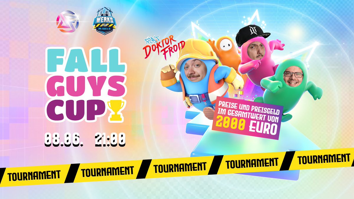 Alle angeschnallt und ab ins Bohnenkostüm! 

Gemeinsam mit <a href="/Doktor_Froid/">DoktorFroid</a> rufen wir zu actiongeladenen Runden #FallGuys auf! 😱

Neben Spaß &amp; der Siegerkrone gibt es Preise im Gesamtwert von 2.000€ zu gewinnen!

Das sollte man sich nicht entgehen lassen 👉 diewerksliga.de/tournaments/do…