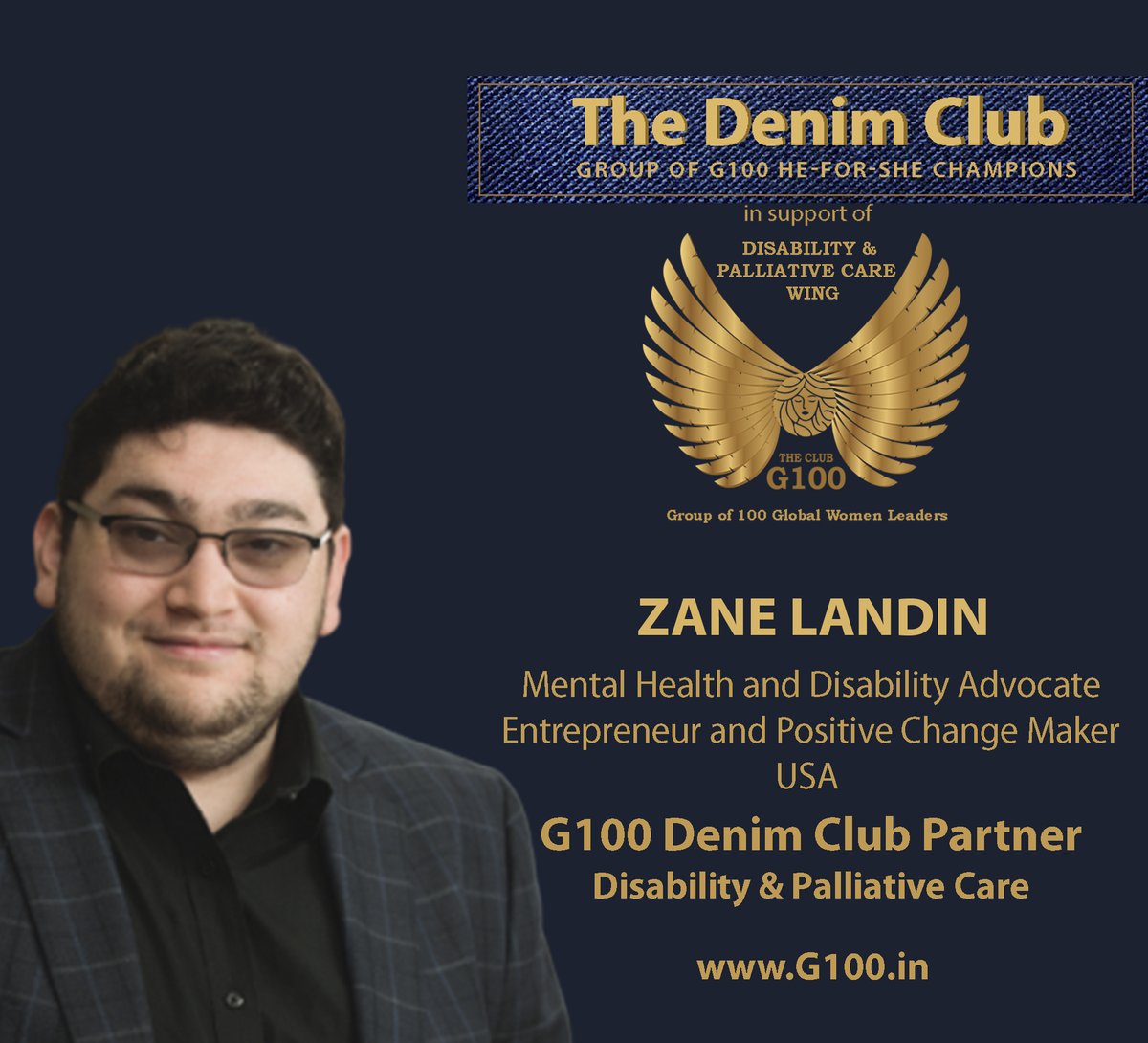 G100 (@g100wefleaders) on Twitter photo On behalf of Tiffany A. Yu, G100 Global Chair Disability & Palliative Care, welcoming for this wing G100 Denim Club partner for & inspiring leader, Zane Landin, Mental health and disability advocate, queer rights activist, USA.#G100denimclub #heforshe
<a href="/ImTiffanyYu/">Tiffany Yu (she/her)</a> <a href="/LandinZane/">Zane Landin</a> On behalf of Tiffany A. Yu, G100 Global Chair Disability & Palliative Care, welcoming for this wing G100 Denim Club partner for & inspiring leader, Zane Landin, Mental health and disability advocate, queer rights activist, USA.#G100denimclub #heforshe
<a href="/ImTiffanyYu/">Tiffany Yu (she/her)</a> <a href="/LandinZane/">Zane Landin</a>