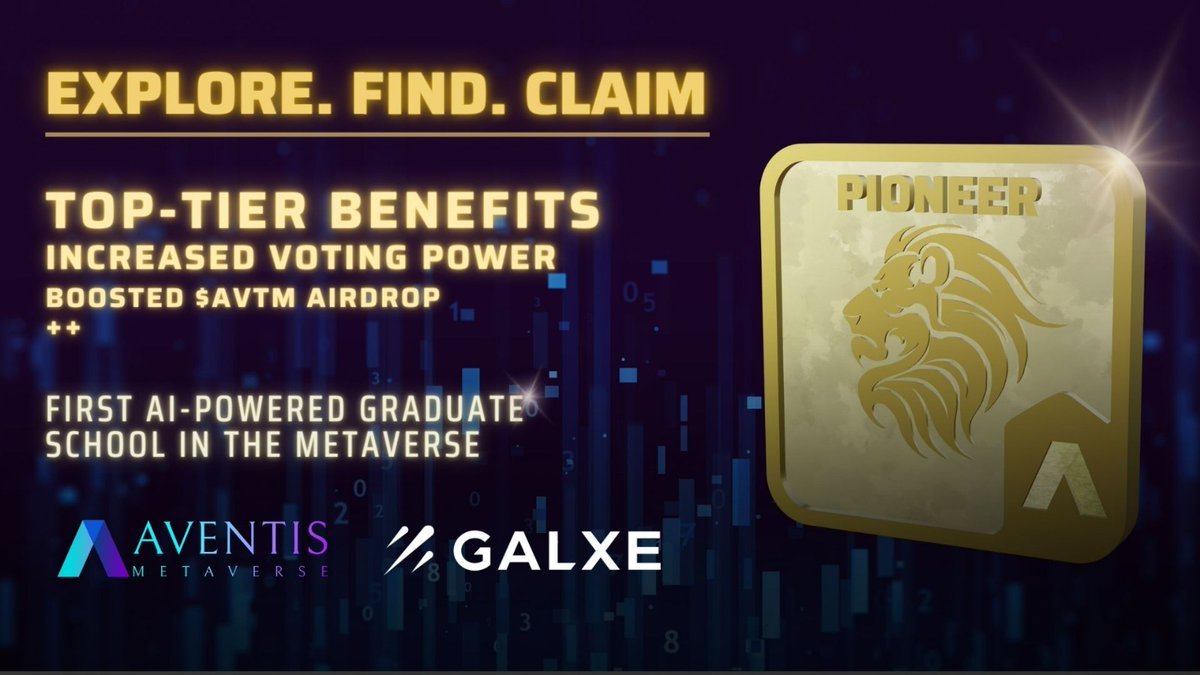 🎓Phase 1 of 5 for Gold Pioneer #NFTDrop is finally here! 

Explore. Find. Claim.🕹 Powered by @Galxe

1️⃣ Explore #Metaverse HQ 🏰 Uncover 4 hidden On-chain Achievement Tokens #OAT! 

2️⃣ Get all 4 OATs & get whitelisted within 24 hours to mint #GoldPioneer FCFS! Only 85 NFTs are…