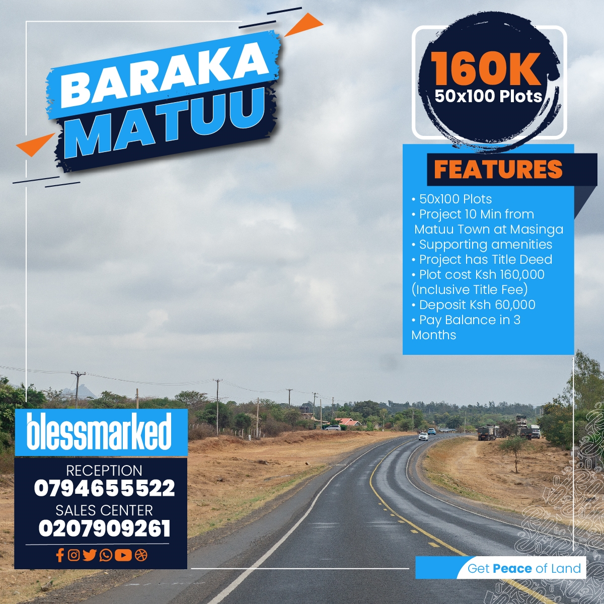 BlessmarkedRE's tweet photo. BARAKA GARDENS, – MASINGA - KSH 160K
The project is located near Masinga Town and 20 Minutes from Matuu Town. Masinga is well supported by the social amenities, infrastructure and government administration facilities. 

> 50X100 Plots 
> Freehold Title Deed 
> Price: Ksh 160 https://t.co/p3ekcmEDV0