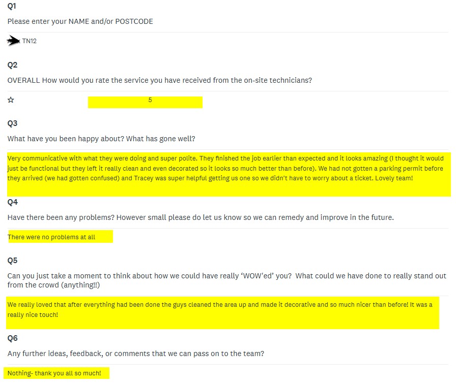 We send our clients a survey link via SMS as soon as the job completes to get feedback as to if there were any issues, allows us to resolve them quickly.  We rarely get issues, however if we do this allows us to get them sorted straight away. #greatservice
