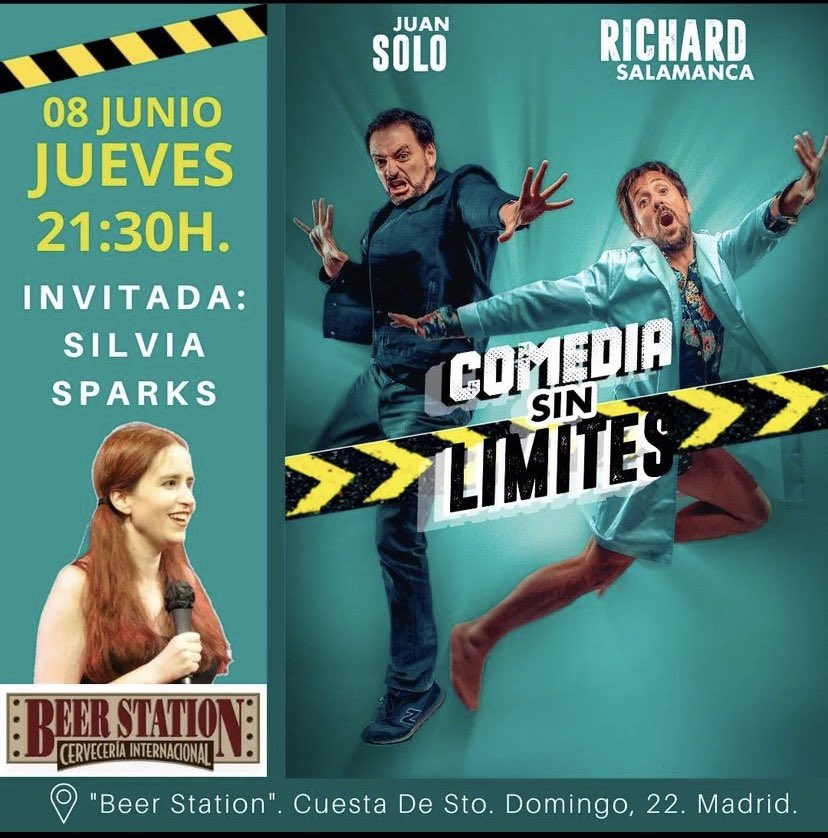 juansolocomico's tweet photo. Este jueves #ComediaSinLimites vuelve a @BeerStationMad con una invitada de lujo: Silvia Sparks, una de las cómicas del momento. 
Entradas: https://t.co/BpC6BIW03I https://t.co/uyqKSXqQGh