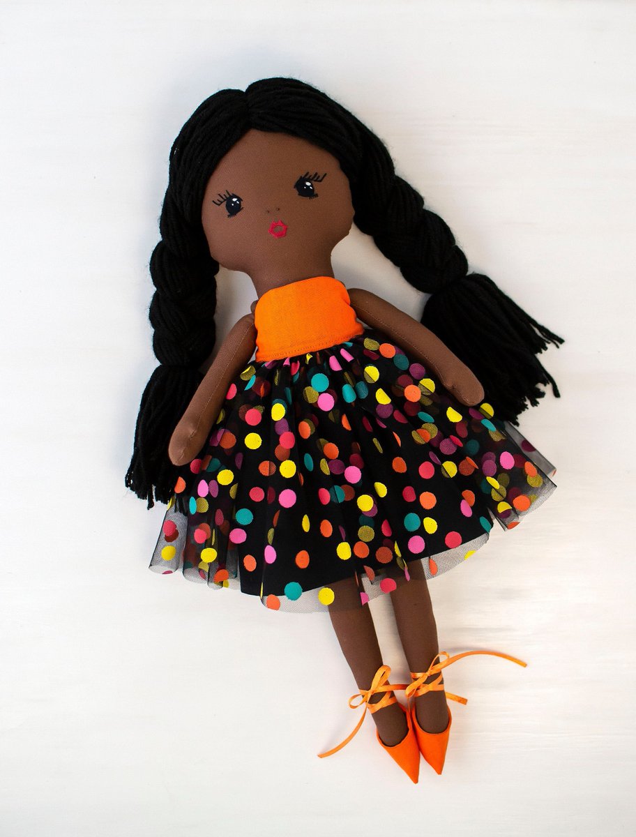 Black rag doll with embroidered face Personalized cloth doll Fabric doll with clothes etsy.me/3NhxngC #black #babyshower #rainbow #blackdoll #africanamerican #ragdoll #clothdoll #fabricdoll #embroidereddoll