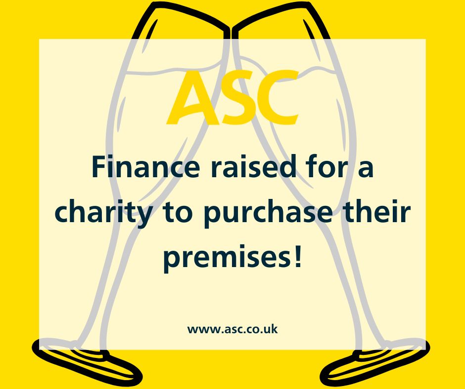Well done Dan Gateshill and team!

ASC Hampshire secured a commercial mortgage for a charity to purchase their premises from their landlord – and secured a fixed rate, so they could have certainty over their monthly payments and not be impacted by interest rate rises!