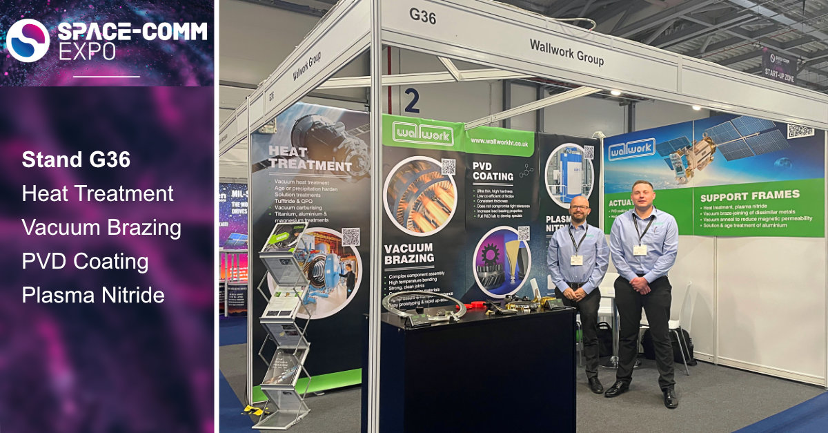 WallworkHT's tweet image. Day 1 at @SpaceCommExpo. Brett &amp;amp; Andy are looking forward to discussing how Wallwork thermal processes &amp;amp; advanced hard coatings can help you engineer components to meet the operational &amp;amp; reliability demands of space bit.ly/43pv6W8 #SpaceCommExpo2023 #SCE23 #aerospace