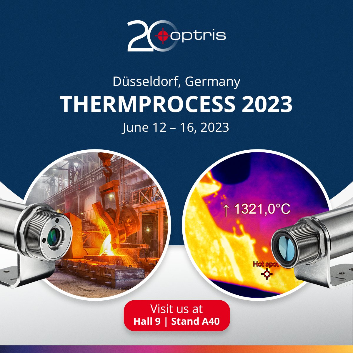 optris's tweet photo. 📣 Join us at #THERMPROCESS 2023!
Our team of experts will be available at our booth to provide live demonstrations of our temperature measurement devices. 
#optris #whentemperaturematters #THERMPROCESS2023 #metal #metallindustry #infrared https://t.co/kAYpkEHyjQ