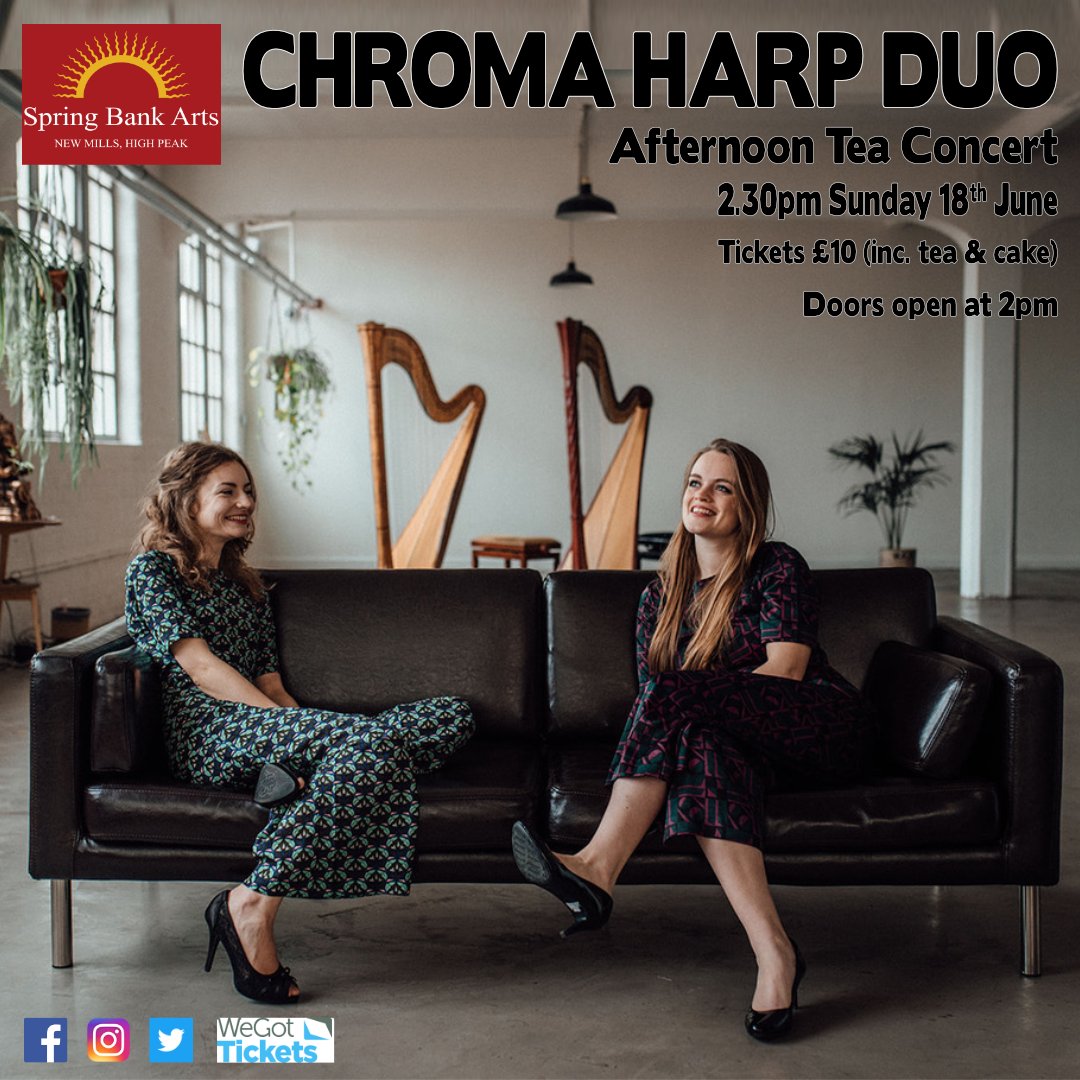 Recently featured artists on BBC Radio 3, the Chroma Harp Duo are crafting a name for themselves as commissioners, creators & performers. Drawing & engaging with a wide range of composers, musical styles & sounds. wegottickets.com/event/576749
#springbankarts #newmills #livemusic