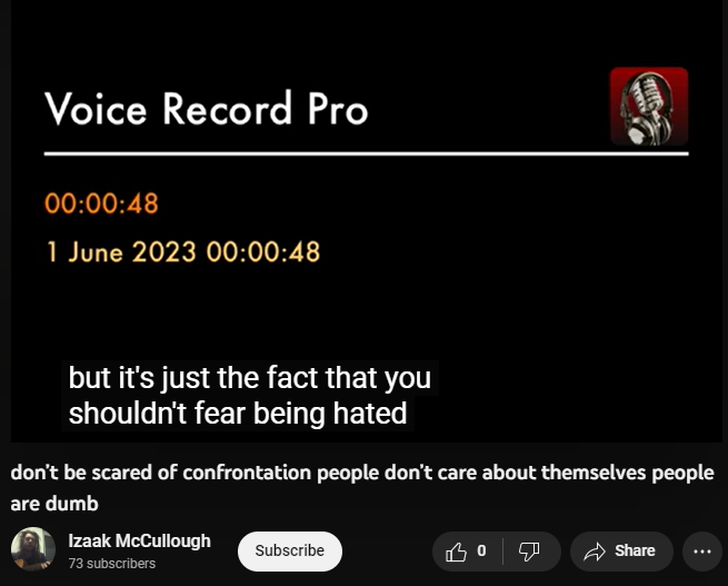 don’t be scared of confrontation people don’t care about themselves people are dumb
https://www.youtube.com/watch?v=R58kA4iyEEc