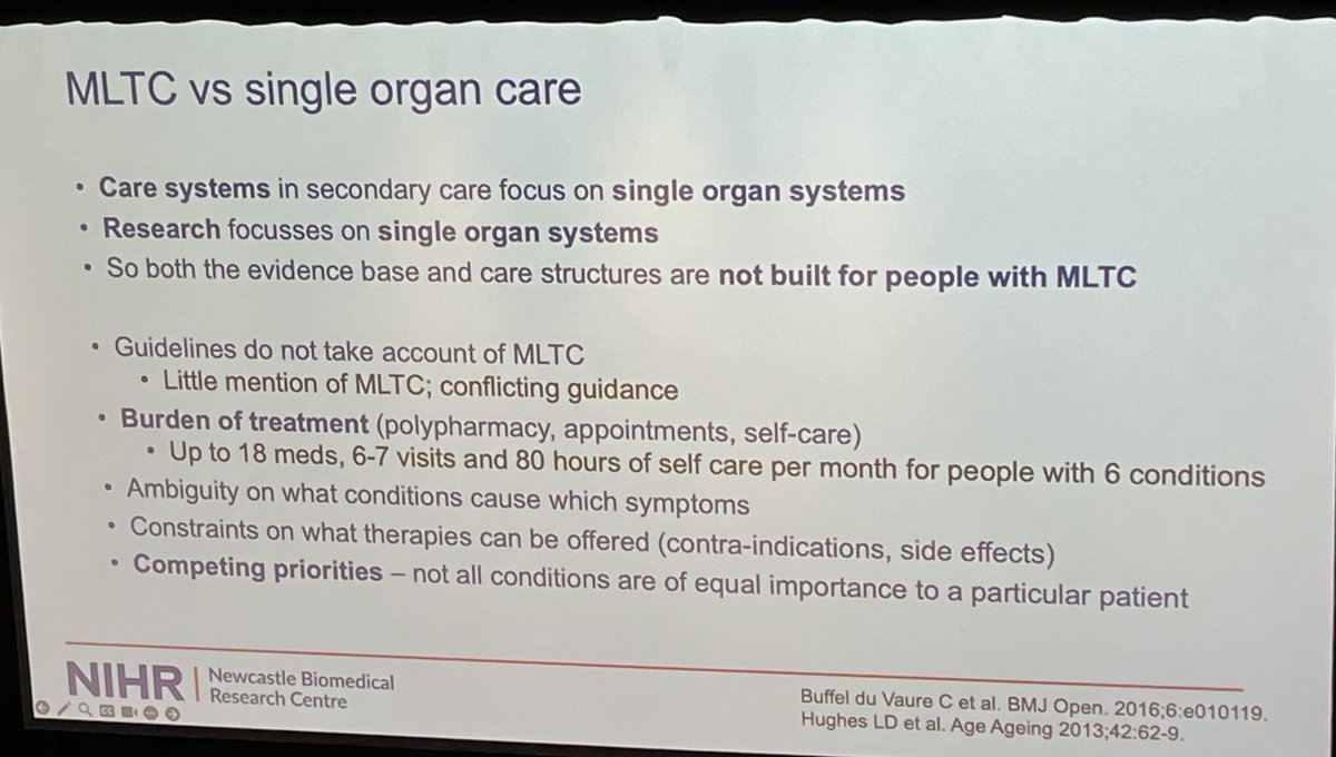 Current research approaches focus too much on single organs, yet MLTCs almost ubiquitous in people with CKD. Some helpful pointers from Miles Witham on research in MLTCs #UKKW2023