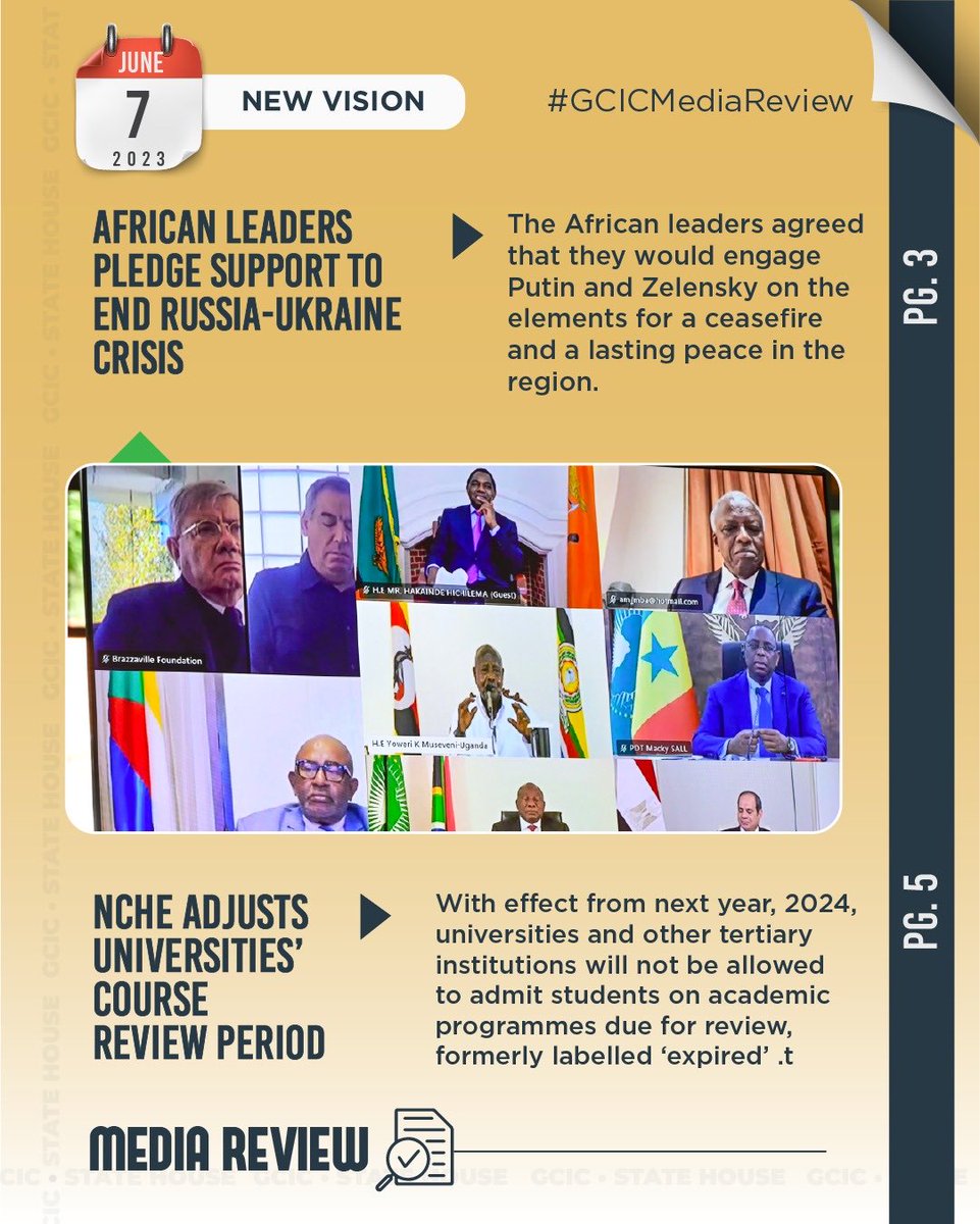 African leaders pledge support to end Russia-Ukraine crisis ⁦@KagutaMuseveni⁩ ⁦@GCICUganda⁩ ⁦@GovUganda⁩ #GCICMediaReview