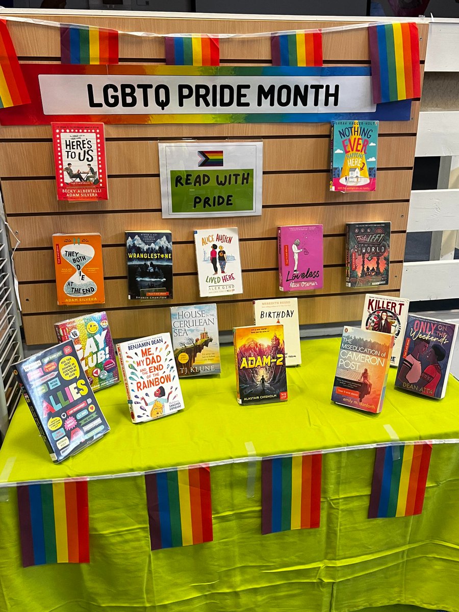 Cheney_Library's tweet photo. We're celebrating #pridemonth here at Cheney - lots of great books for everyone! #cheneyreads https://t.co/7mY6LIvkBN