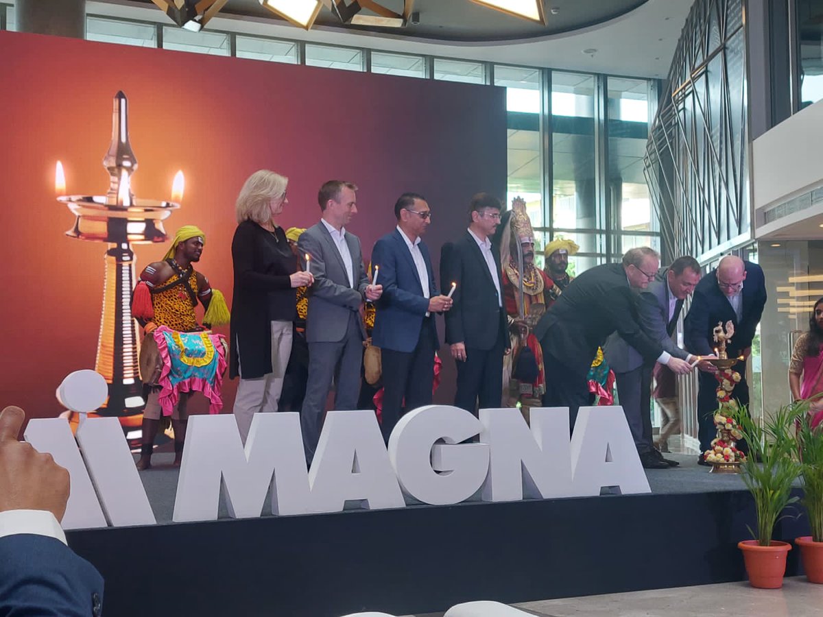 TradeTeamIndia's tweet photo. CG Prefontaine attended the inauguration of the flagship @MagnaInt Innovation Campus in Bengaluru. The engineering centre will serve as a centre of excellence for #Magna powertrain electrification, electronics and software defined vehicle development. @CanadainIndia #TCS_SDC https://t.co/M2Y9Ewwo6V