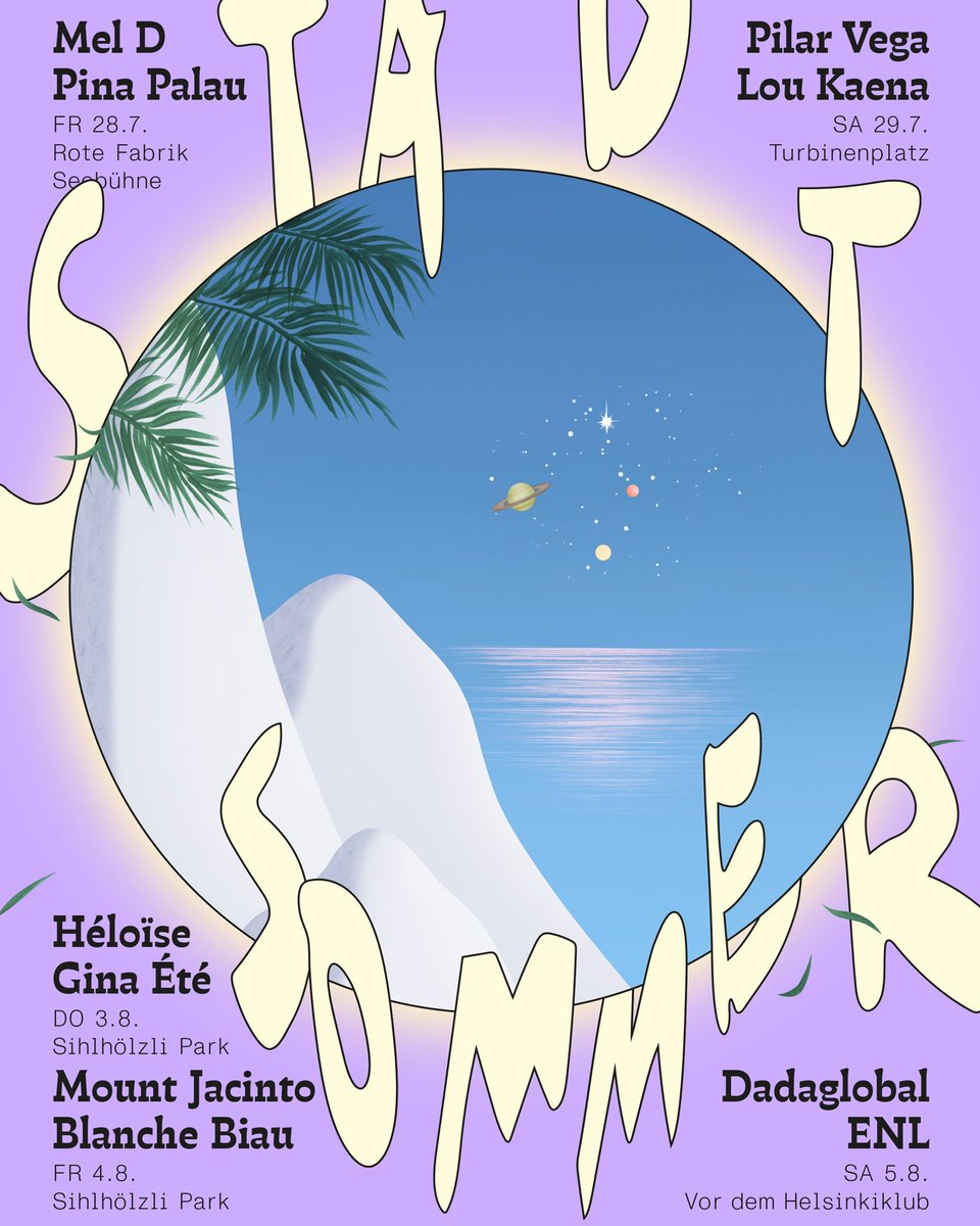 stadtsommer's tweet photo. LIEBEN WIR!
❤️STADTSOMMER 2023❤️
Danke an Lina Müller für die sagenhafte Illustration und Grafik 🙌🏼
#stadtsommer23 #zürilove https://t.co/cymlw3tCNa