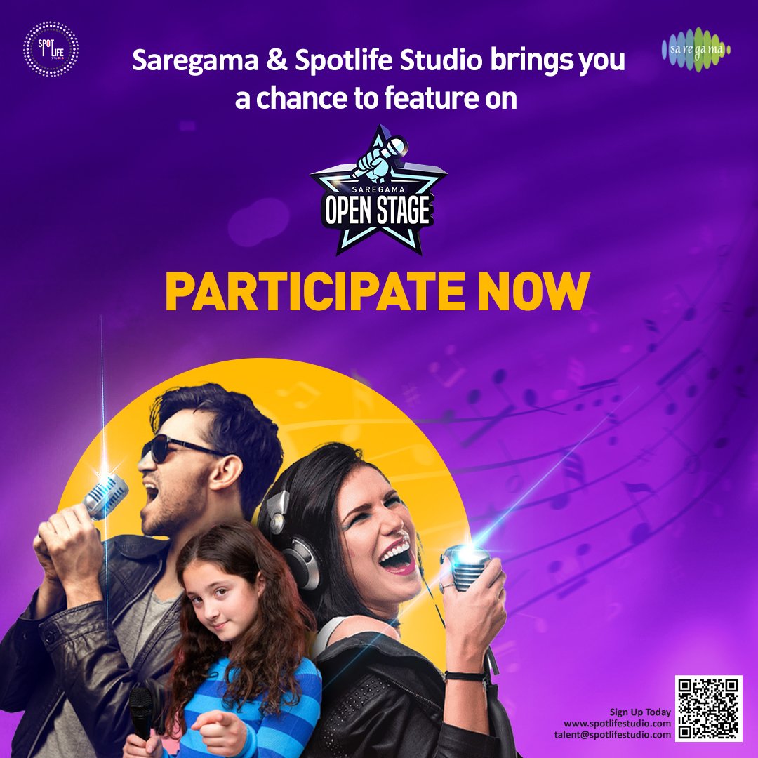 Ready to steal the spotlight?😍 #SaregamaOpenstage &amp; #SpotlifeStudio bring a perfect opportunity for the musical talents across USA &amp; Canada✨ 
To know more &amp; register - spotlifestudio.com/saregamaopenst…

<a href="/roy_simantinee/">Simantinee</a>

#Saregama #Singing #Remix #SongCovers #Music #BollywoodSongs