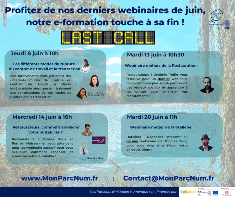 Parcours D'initiation Numérique (@monparcnum) on Twitter photo Notre e-formation touche à sa fin !
☀ Découvrez le programme de nos derniers webinaires ! ☀
@ghr <a href="/artiref/">Thomas Yung</a> <a href="/SNRTC_France/">SNRTC</a> <a href="/FairBooking/">Fairbooking</a> <a href="/Equiphotelparis/">EquipHotel Paris</a> <a href="/GOL_support/">Support GuestOnline</a> Notre e-formation touche à sa fin !
☀ Découvrez le programme de nos derniers webinaires ! ☀
@ghr <a href="/artiref/">Thomas Yung</a> <a href="/SNRTC_France/">SNRTC</a> <a href="/FairBooking/">Fairbooking</a> <a href="/Equiphotelparis/">EquipHotel Paris</a> <a href="/GOL_support/">Support GuestOnline</a>