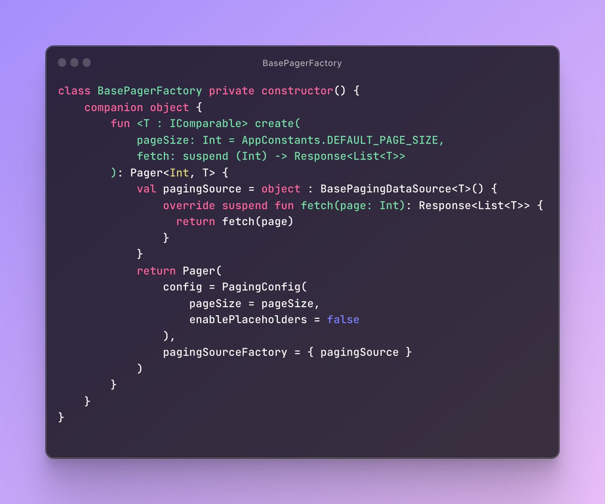 mustafayigitt_'s tweet image. Keep paging requests readable & maintainable 👌👇
#android #paging #factory #designpatterns #AndroidDev #kotlin