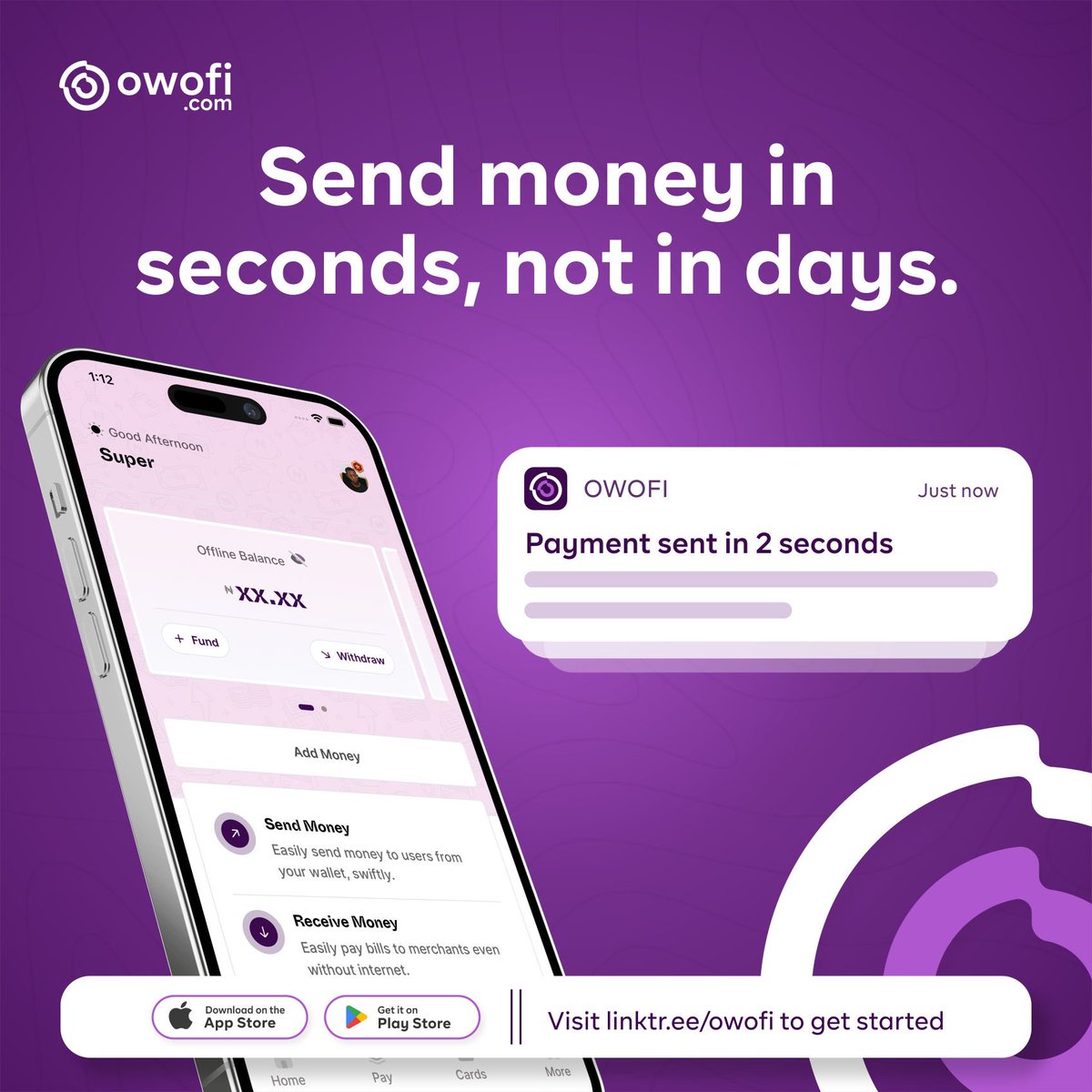 owofiapp's tweet photo. Cash at the speed of light! ⚡️💸 Say goodbye to waiting days for transfers. With OwoFi, you can send money in seconds! 🚀✨ #FasterThanEver #OwoFi #MoneyMagic https://t.co/7ExQLvMtjP
