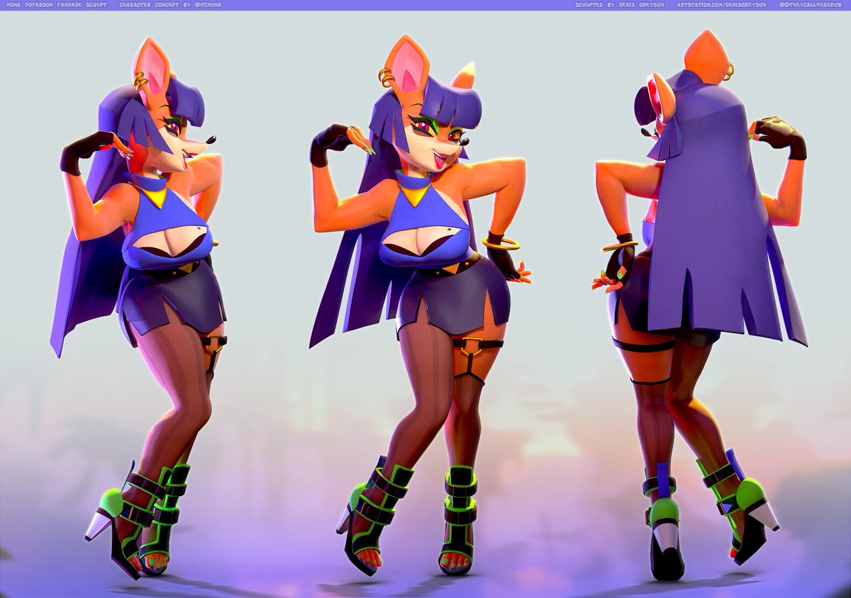 TheyCallMeShrub's tweet image. A few additional shots of my Mona piece I finished recently.

#characterart #art #digitalarts #3dart #stylized