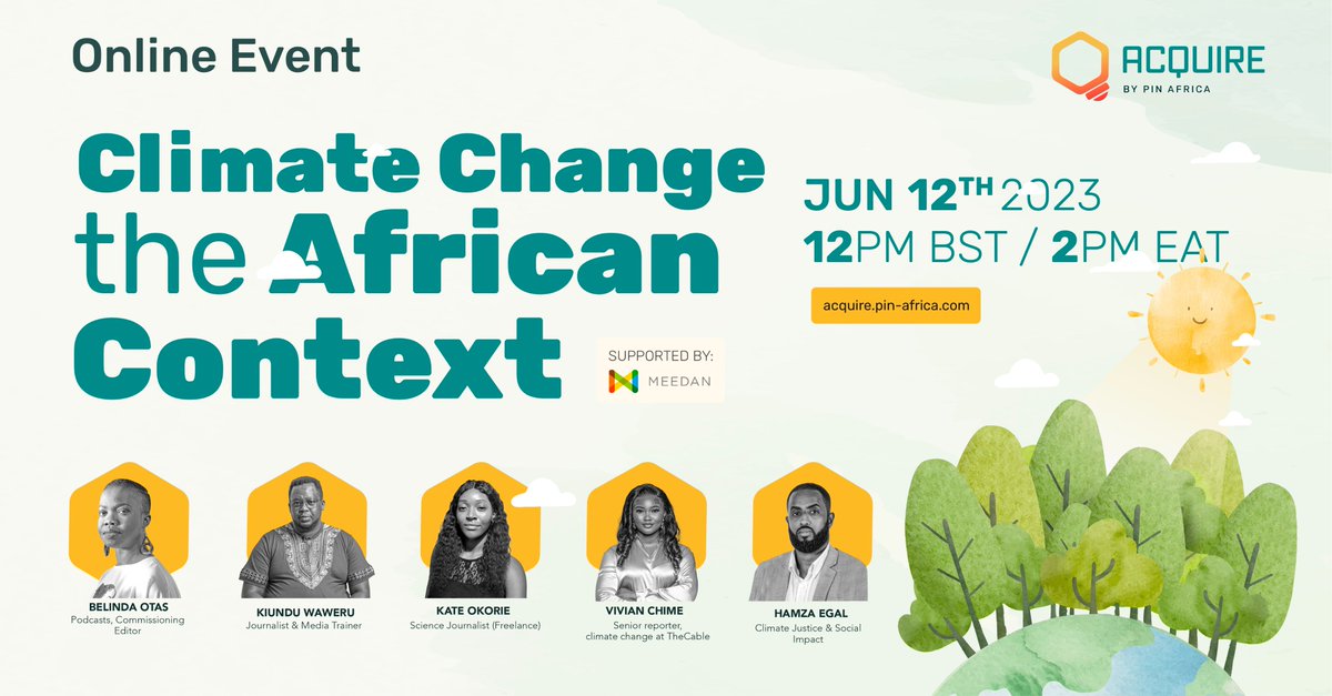 📣 Help us spread the word about our climate reporting course and event!

We're dedicated to empowering African journalists & storytellers to lead the conversation on climate change. 
🌍 Register now: rb.gy/c0atm 
📅 Event details: rb.gy/c3lpy