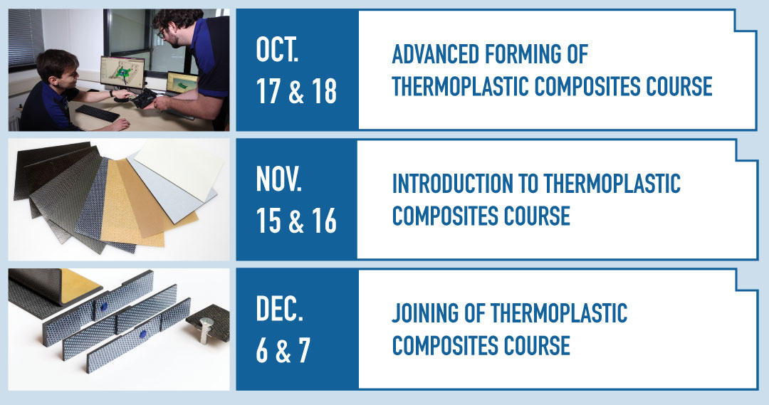 💡𝐔𝐩𝐜𝐨𝐦𝐢𝐧𝐠 #𝐭𝐫𝐚𝐢𝐧𝐢𝐧𝐠 𝐨𝐩𝐩𝐨𝐫𝐭𝐮𝐧𝐢𝐭𝐢𝐞𝐬

Learn about key features, press-forming and welding methods of #thermoplastic #composites in the upcoming courses. 

Discover more and register:
👉lnkd.in/e7jzGTPY