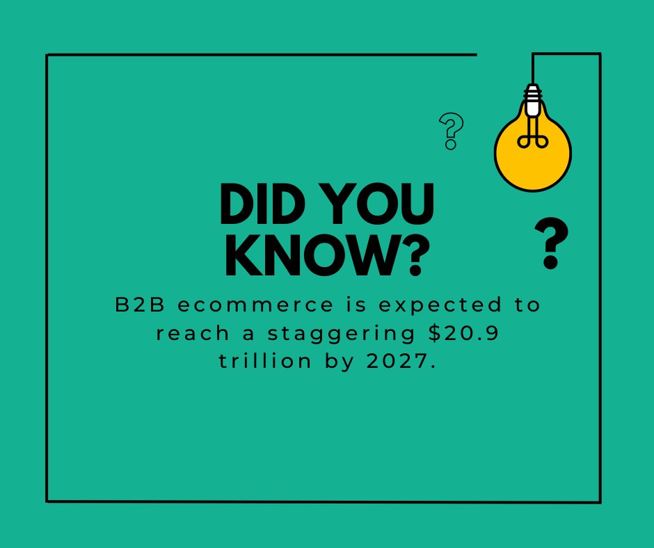 Did you know? The B2B eCommerce industry is projected to hit $20.9 trillion by 2027! 🚀 Embrace the power of digital commerce and revolutionize your business with Comgem. 💼💻 Don't be left behind in this ever-growing market! buff.ly/3WOfGZ5  #B2BeCommerce #BusinessGrowth