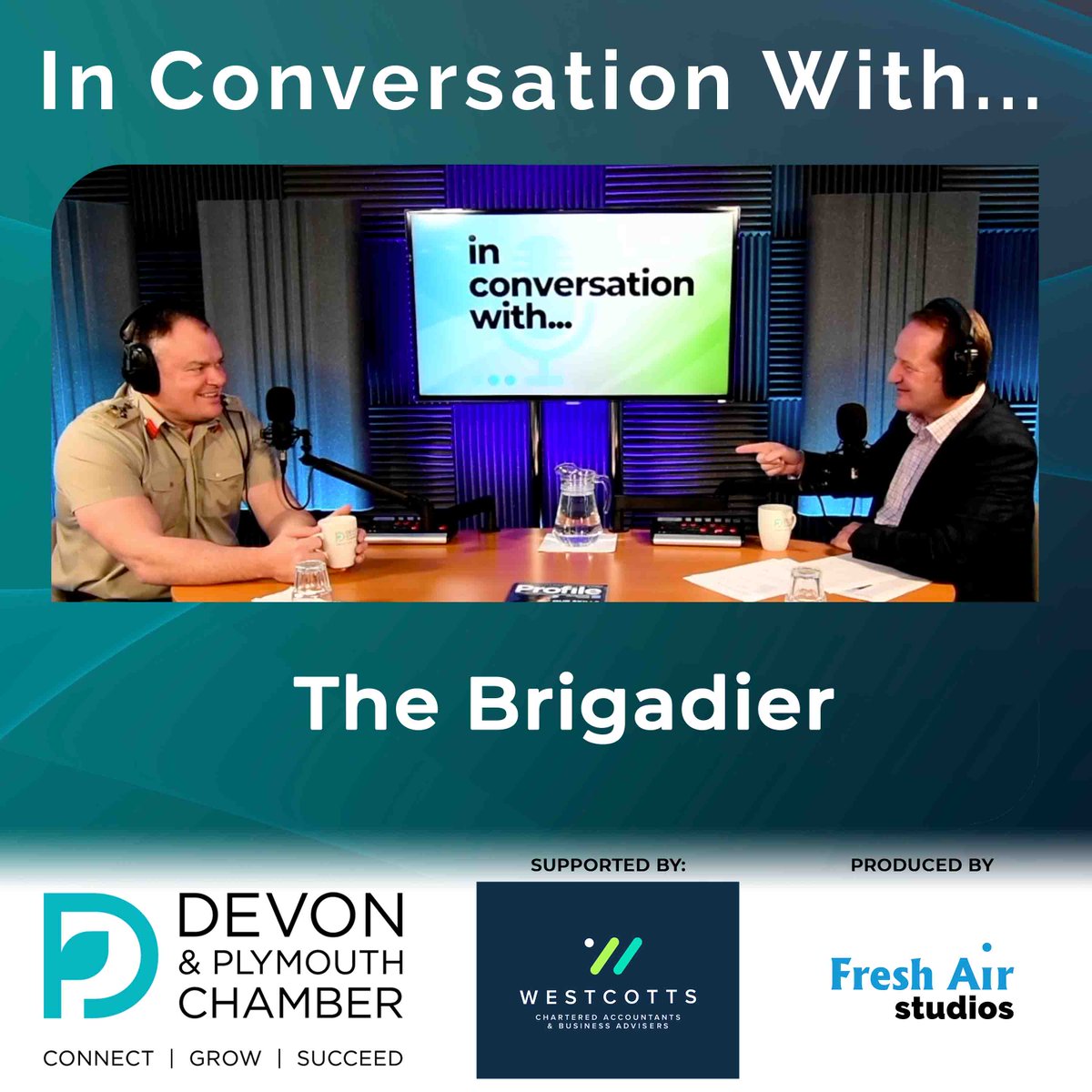 freshairstudios's tweet image. A new "In Conversation With" is now available from @chamber_devon.

@StuartElford is joined by @BrigMikeTanner to talk about his military career &amp;amp; new role running #Devonport Dockyard.
🎧
devonchamber.co.uk/episodes/briga…

In partnership with @westcottsuk

#devonlife #devonpodcast