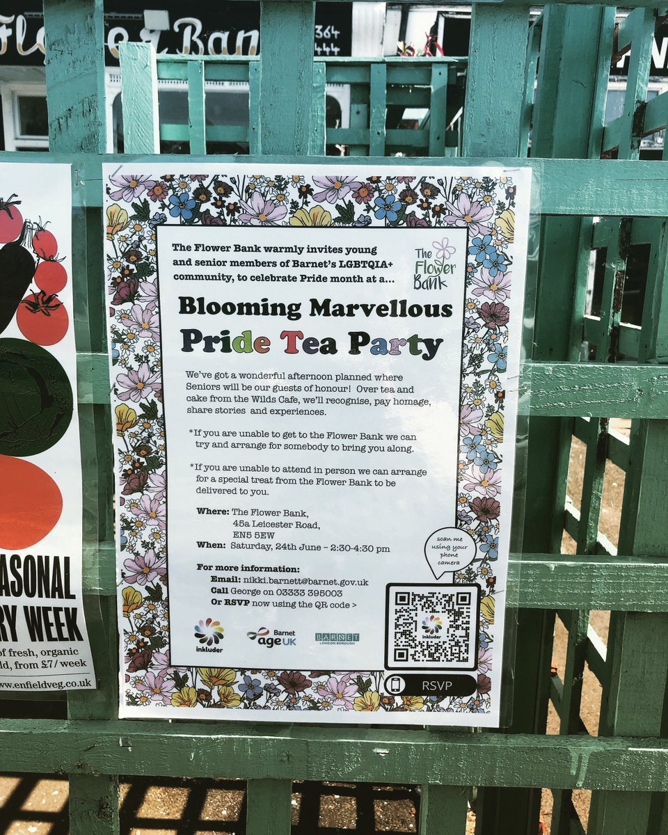 To celebrate Pride month we’re hosting a “blooming marvellous tea party” with <a href="/inkludercic/">inkluder (Borough of Barnet LGBTQIA+ Queer Forum)</a> to celebrate the young and old of Barnet’s LGBTQIA+ community.  It’s on Saturday 24 June from 2.30 pm. Cakes &amp; flowers galore #pride #youngbarnetfoundation #cbplus #teaparty #rainbowcake