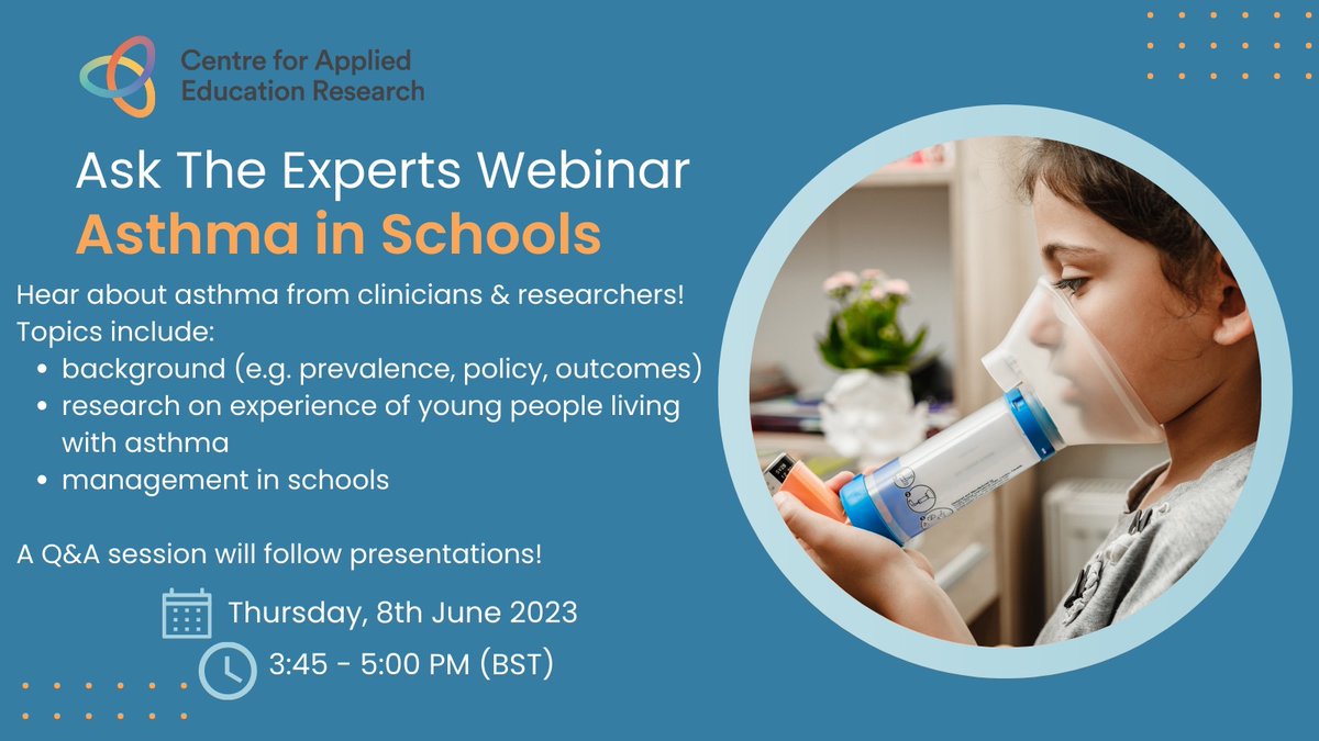 The #AsktheExperts webinar on #Asthma in Schools is happening tomorrow afternoon! 

Register here today: forms.gle/Um1rYtZjuHMUFL…