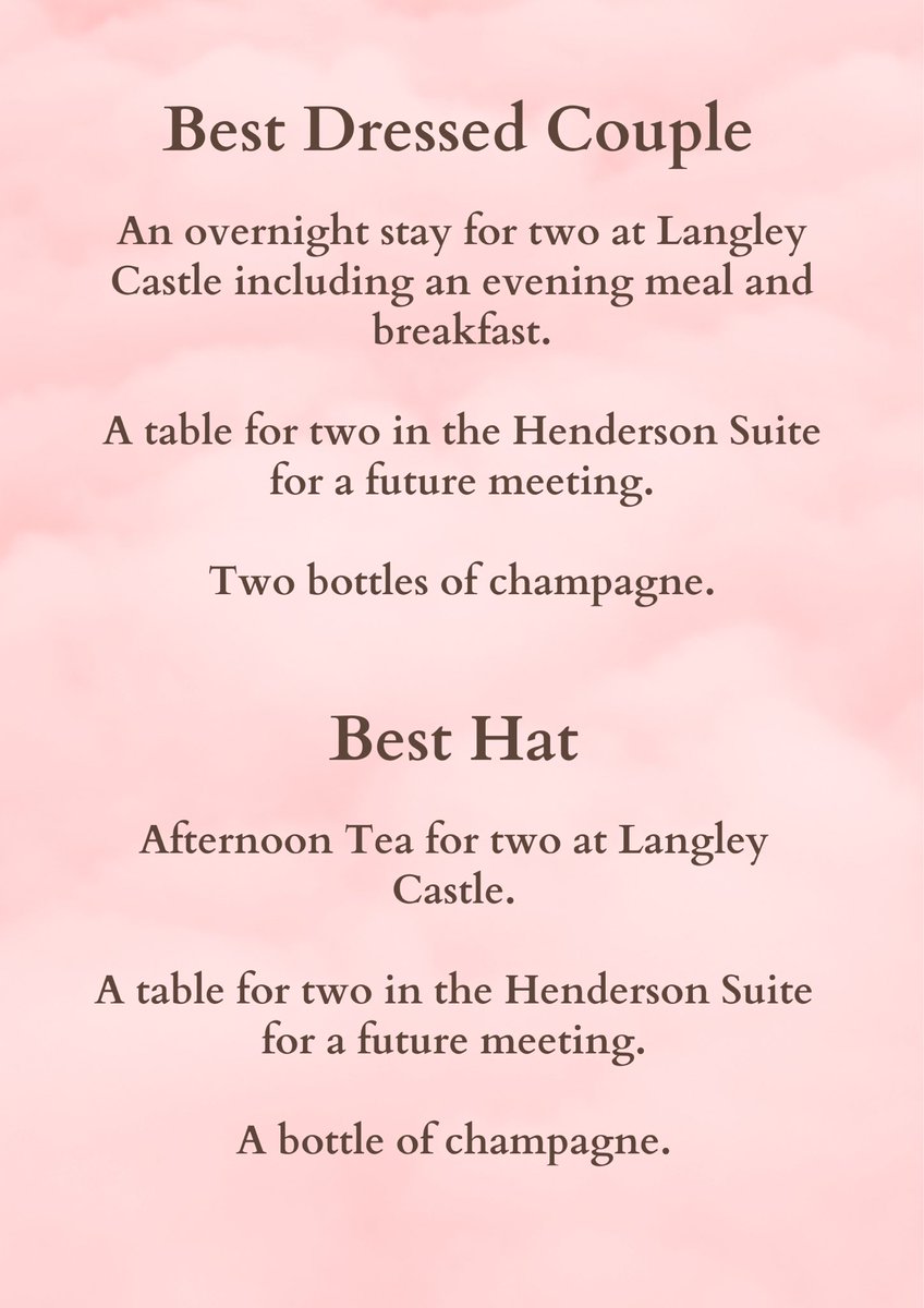 Ladies Day 2023 - Sunday 25th June

We are delighted to announce the prizes for our Ladies Day Best Dressed Competitions! 

Tickets and hospitality still available - bit.ly/3OZvHK7 or call 01434 606881.