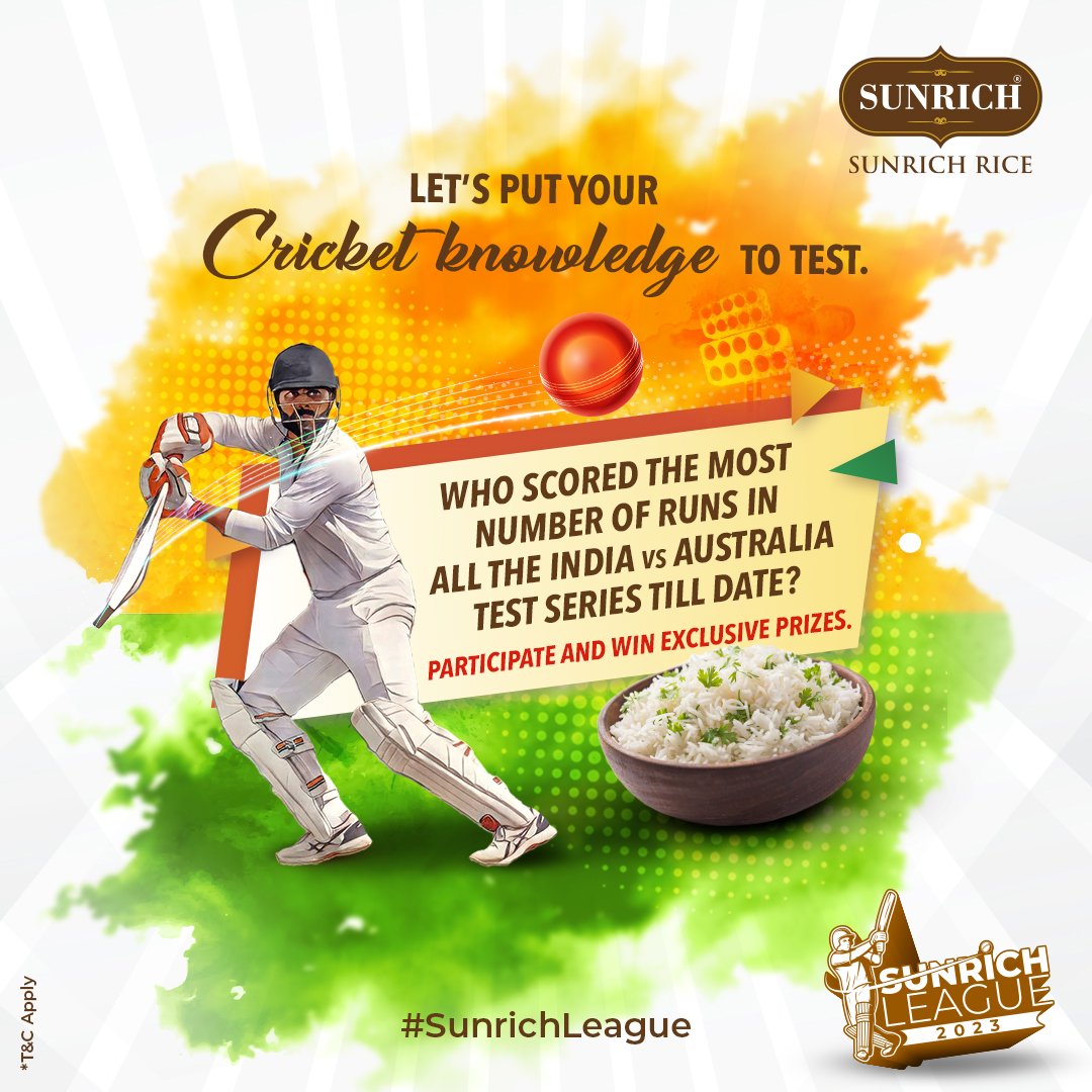 SunrichRice's tweet photo. Are you ready to play?๐
Join the #SunrichLeague #Contest
Here's a hint: This Indian player is recognized with an honorary 'Order of Australia' for his outstanding contribution to the game of cricket.
#SunrichCompanies #SunrichGroup #SunrichRice #PremiumQuality #WTCFinal #WTC23 https://t.co/KMVl9ixSVO