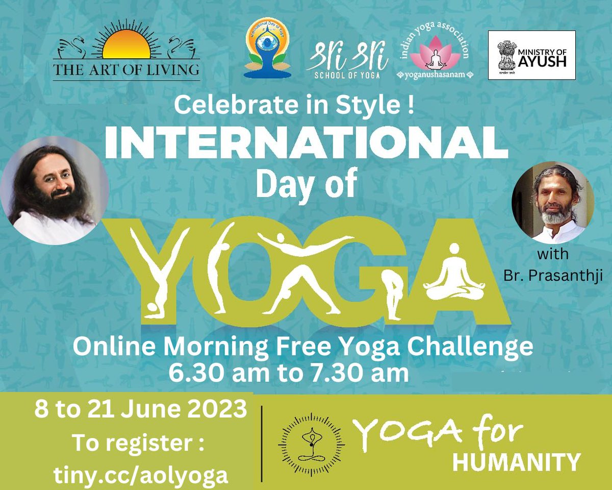 praslals's tweet photo. Celebrate *IDY 2023* in style! Join the 14 days of *FREE Yoga Challenge.* *Online Sessions  from June 8th to 21st June.Timing: 6.30 am to 7.30am Eligibility: Healthy individuals aged 16 &amp; above can participate. Beginners are welcome.
Register at : https://t.co/nUm8epXaJL https://t.co/mkjwq3y50t
