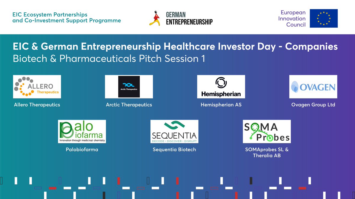 <a href="/Palobiofarma/">Palobiofarma S.L</a> has been handpicked by a panel of top-level investors to pitch at the #EUeic and @German Entrepreneurship #Healthcare Investor Day🎯Join us in Munich on 19 June
<a href="/EU_EISMEA/">EISMEA</a>, <a href="/DealflowEU/">Dealflow.eu</a>, <a href="/HadeanV/">Hadean Ventures</a>, <a href="/Norgine/">Norgine</a>, <a href="/OmnesCapital/">Omnes Capital</a>, <a href="/wellingtonvc/">Wellington Partners</a>, <a href="/EITHealth/">EIT Health</a>