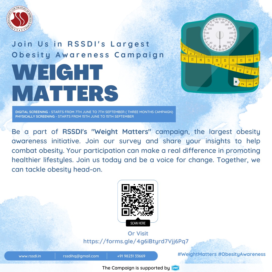 Rssdi_official's tweet photo. Be a part of #RSSDI's Largest #Obesity Awareness Campaign - WEIGHT MATTERS 

Digital screening- Starts from 7th June to 7th September 
Physical screening- Starts from 15th June to 15th September

Visit - https://t.co/9YxsIQR9Et

#obesity #obesityawareness #obesityfreenation https://t.co/ZuccCwsmbL