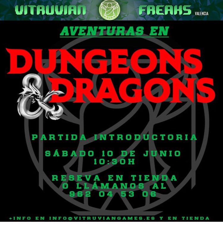 ¿Quieres adentrarte en el mundo de Dragones y Mazmorras? ¡Este sábado empezamos partidas introductorias para todo el mundo! 🥳