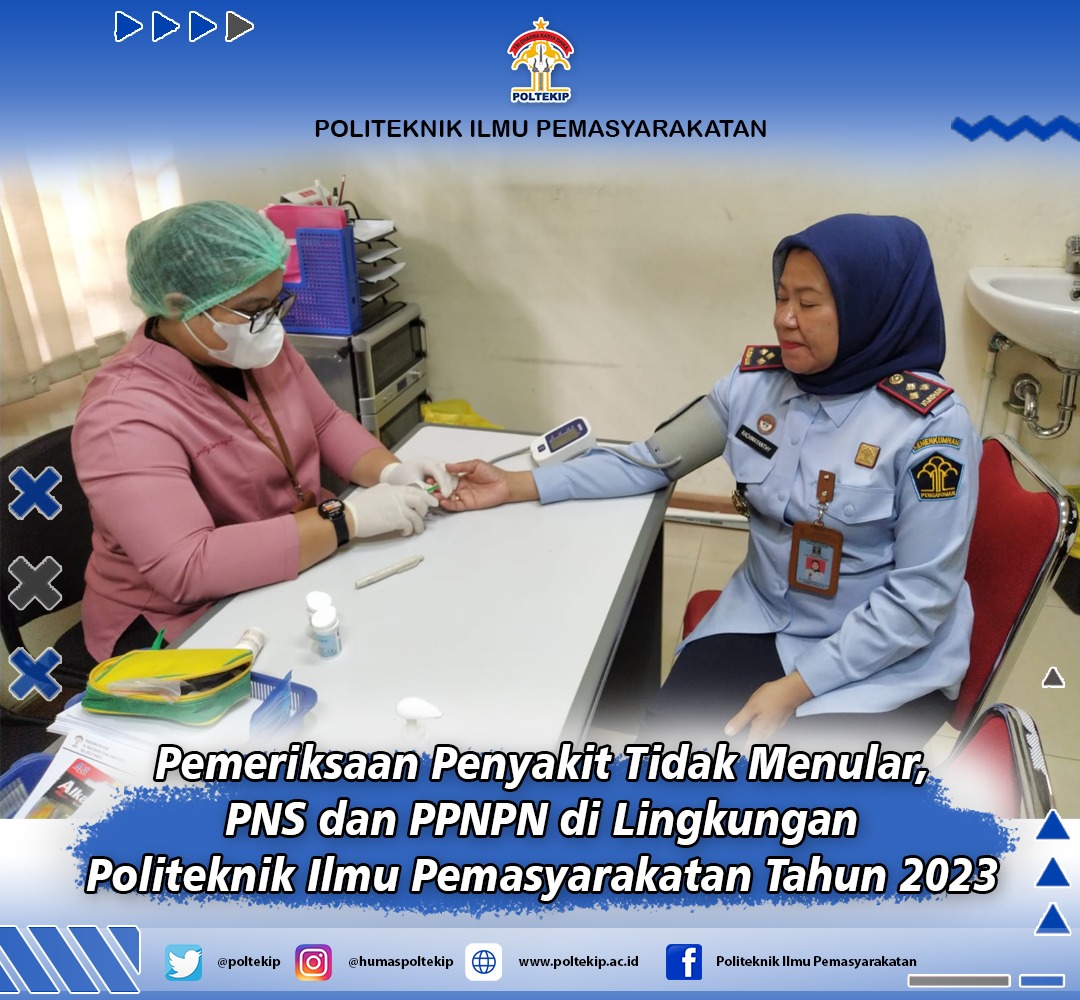poltekip's tweet photo. Politeknik Ilmu Pemasyarakatan melaksanakan kegiatan Pemeriksaan Penyakit Tidak Menular kepada Pegawai di Lingkungan POLTEKIP dalam rangka menunjang kinerja pegawai. https://t.co/GebdUoc2kk