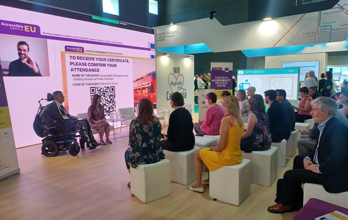 Alstom's tweet image. We had a great learning workshop yesterday with @EU_Social and hearing from our Passenger Experience Director, Anne Bigand. Let&apos;s keep working to make public transport more #accessible with Design for All. #UITP2023